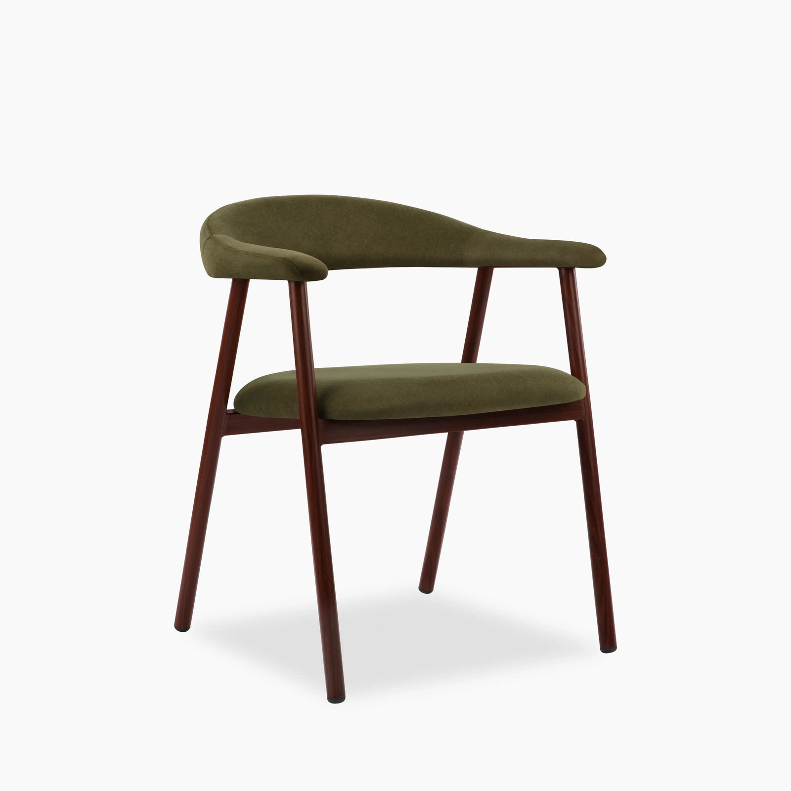 Monroe Dining Chair | Moss Green Sustainable Mohair Velvet & Walnut