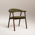 Monroe Carver Dining Chair | Moss Green Sustainable Mohair Velvet & Walnut