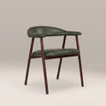 Monroe Carver Dining Chair | Vintage Green Faux Leather & Walnut