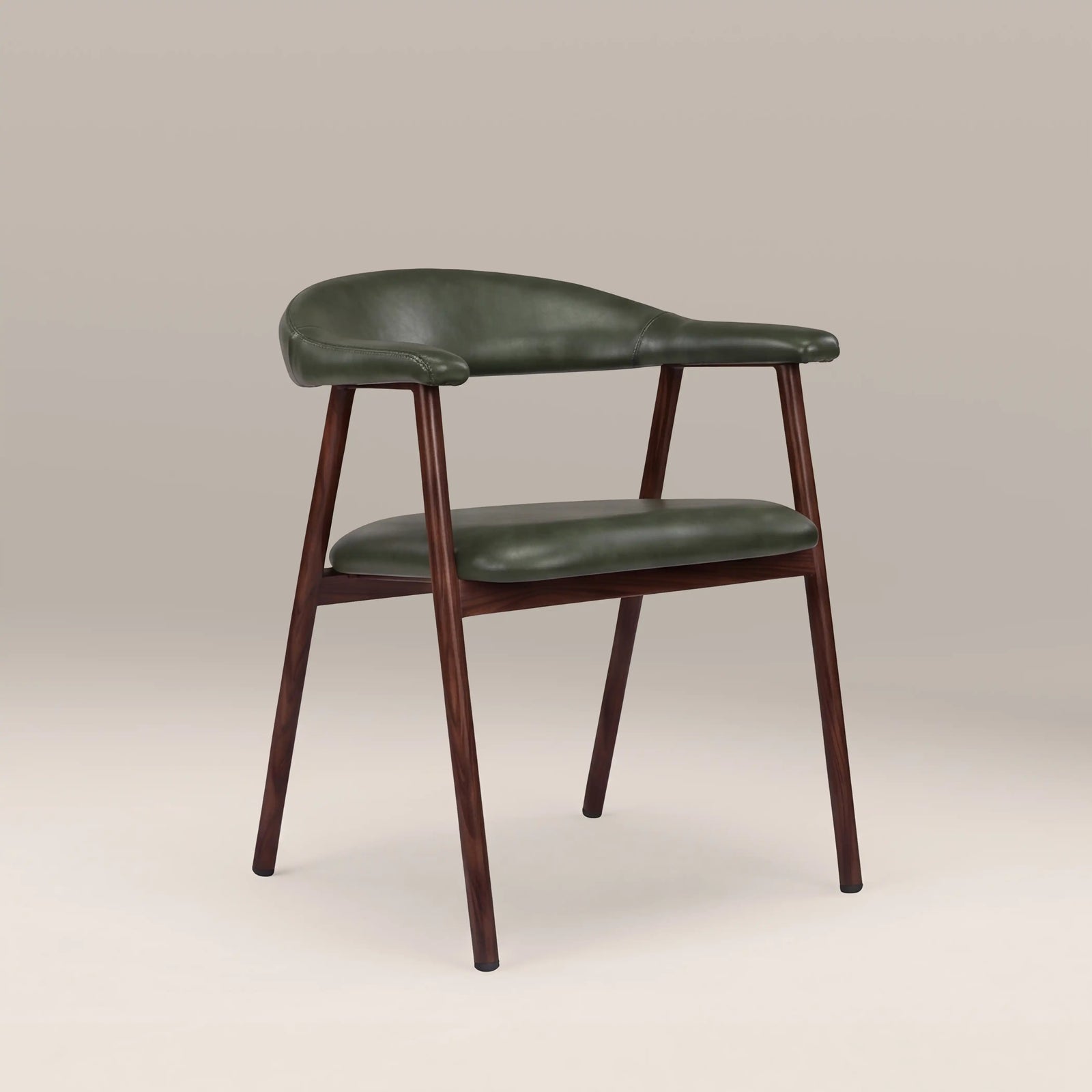 Monroe Carver Dining Chair | Vintage Green Faux Leather & Walnut