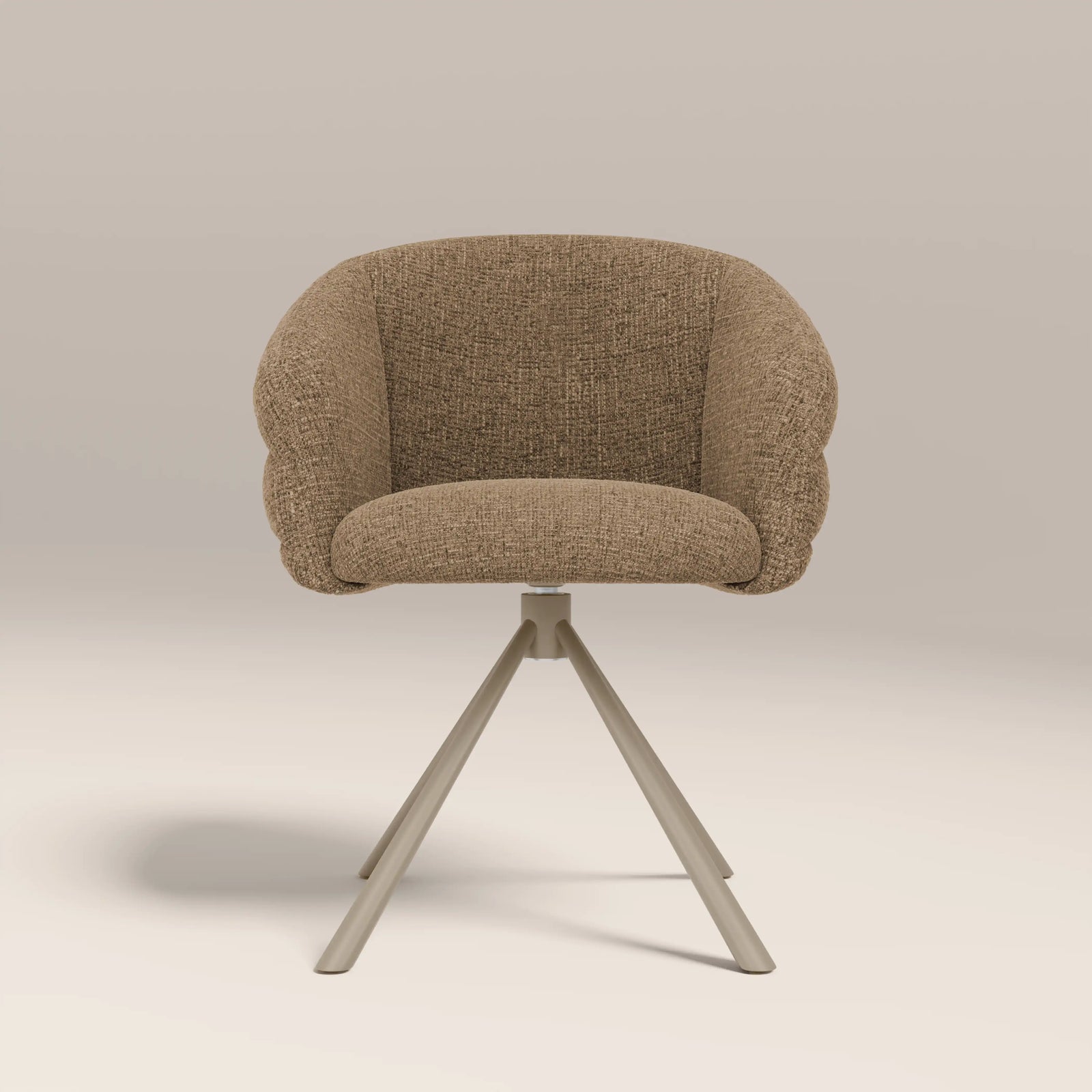 Frankie Swivel Carver Dining Chair | Speckled Cappuccino Boucle & Latte