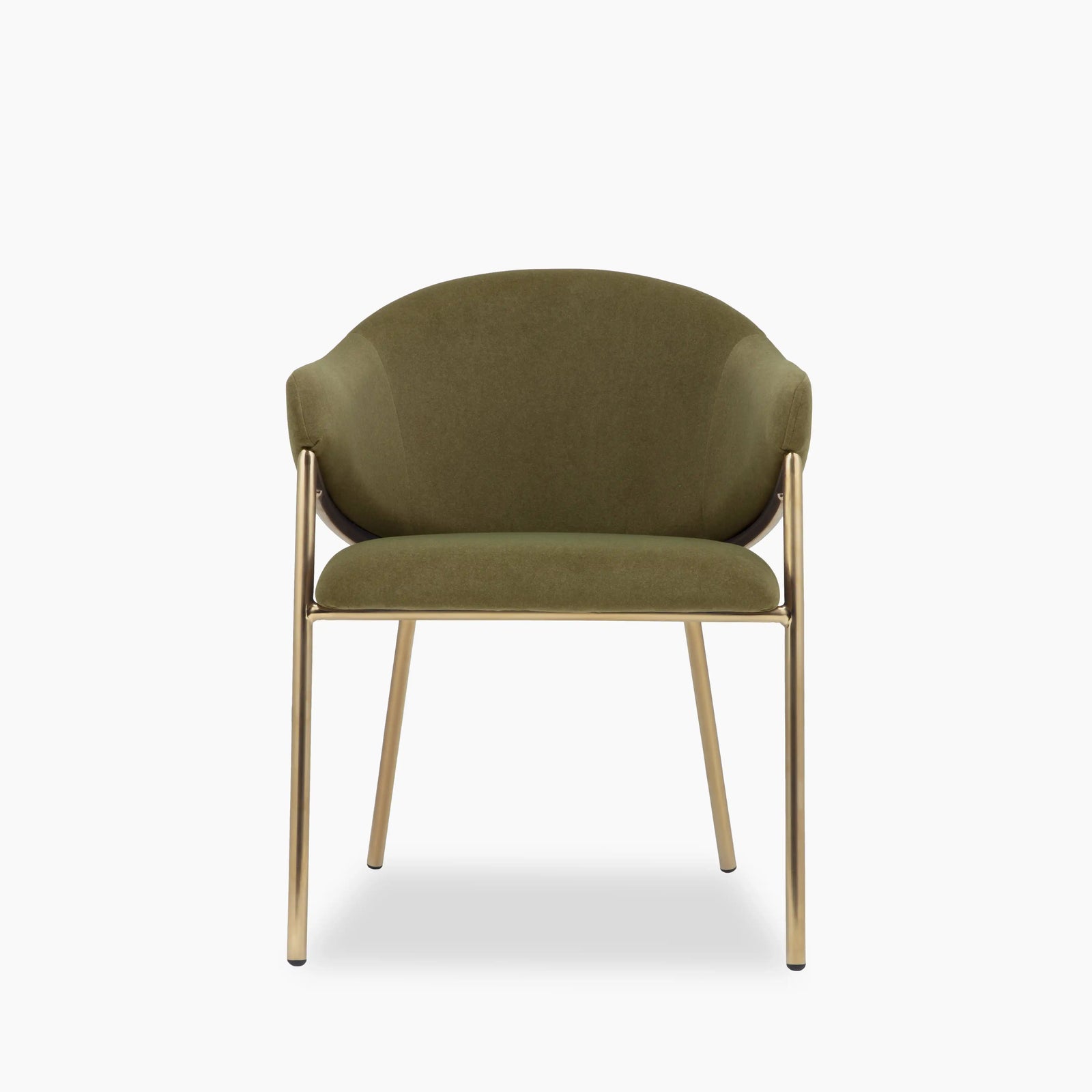 Luca Carver Dining Chair | Moss Green Sustainable Mohair Velvet & Brass
