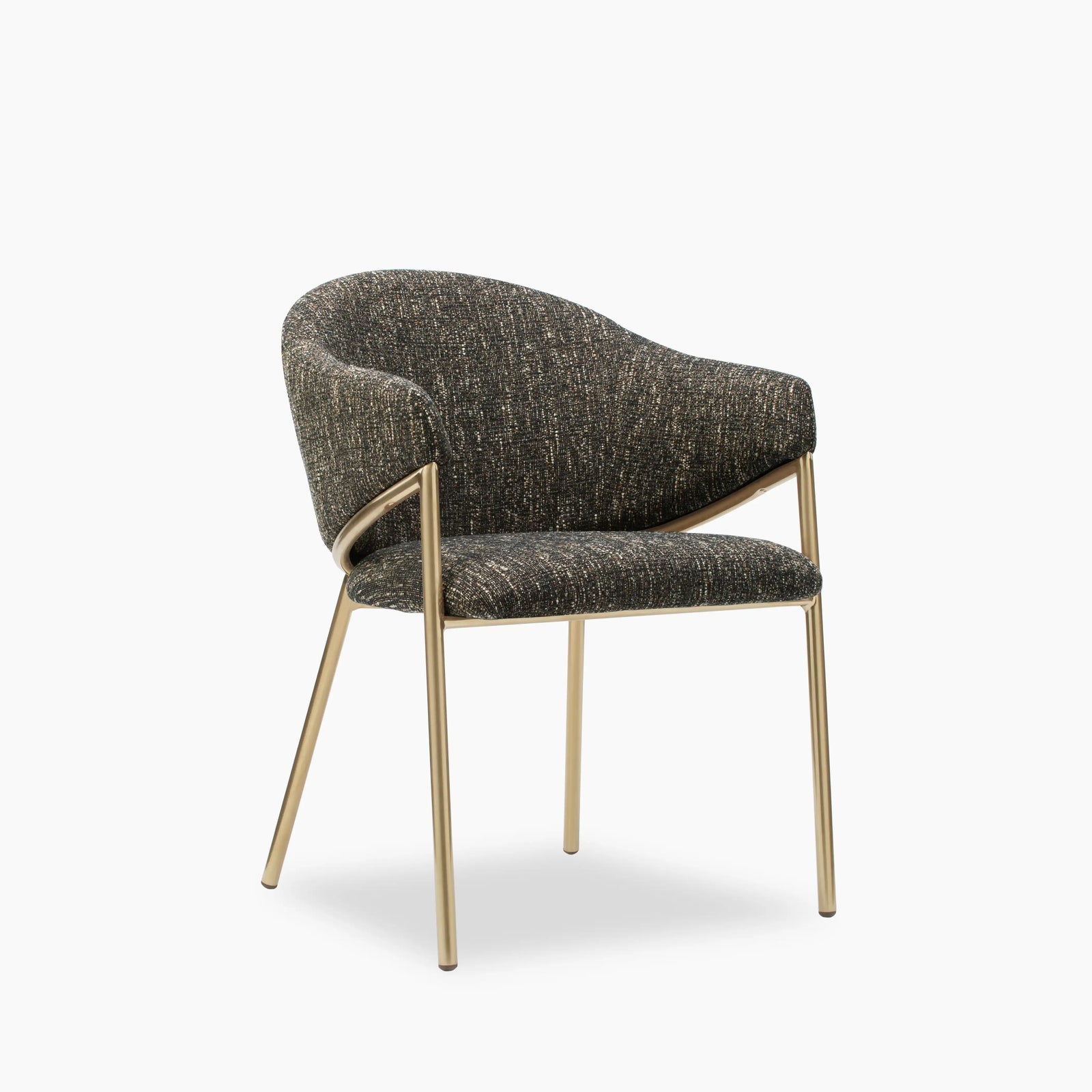 Luca Carver Dining Chair | Speckled Espresso Boucle & Brass