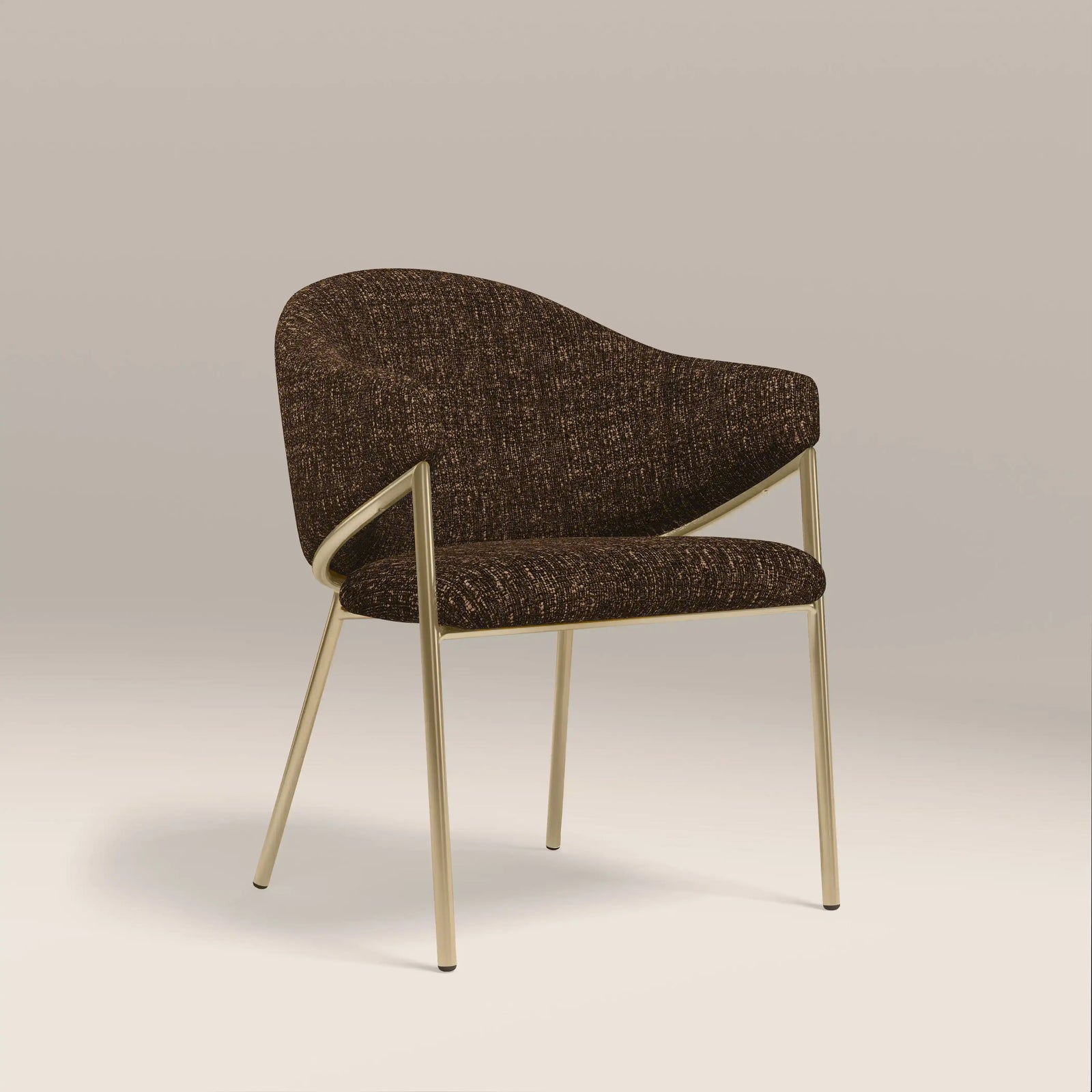 Luca Carver Dining Chair | Speckled Espresso Boucle & Brass