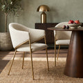 Luca Carver Dining Chair | Speckled Stone Sustainable Boucle & Brass