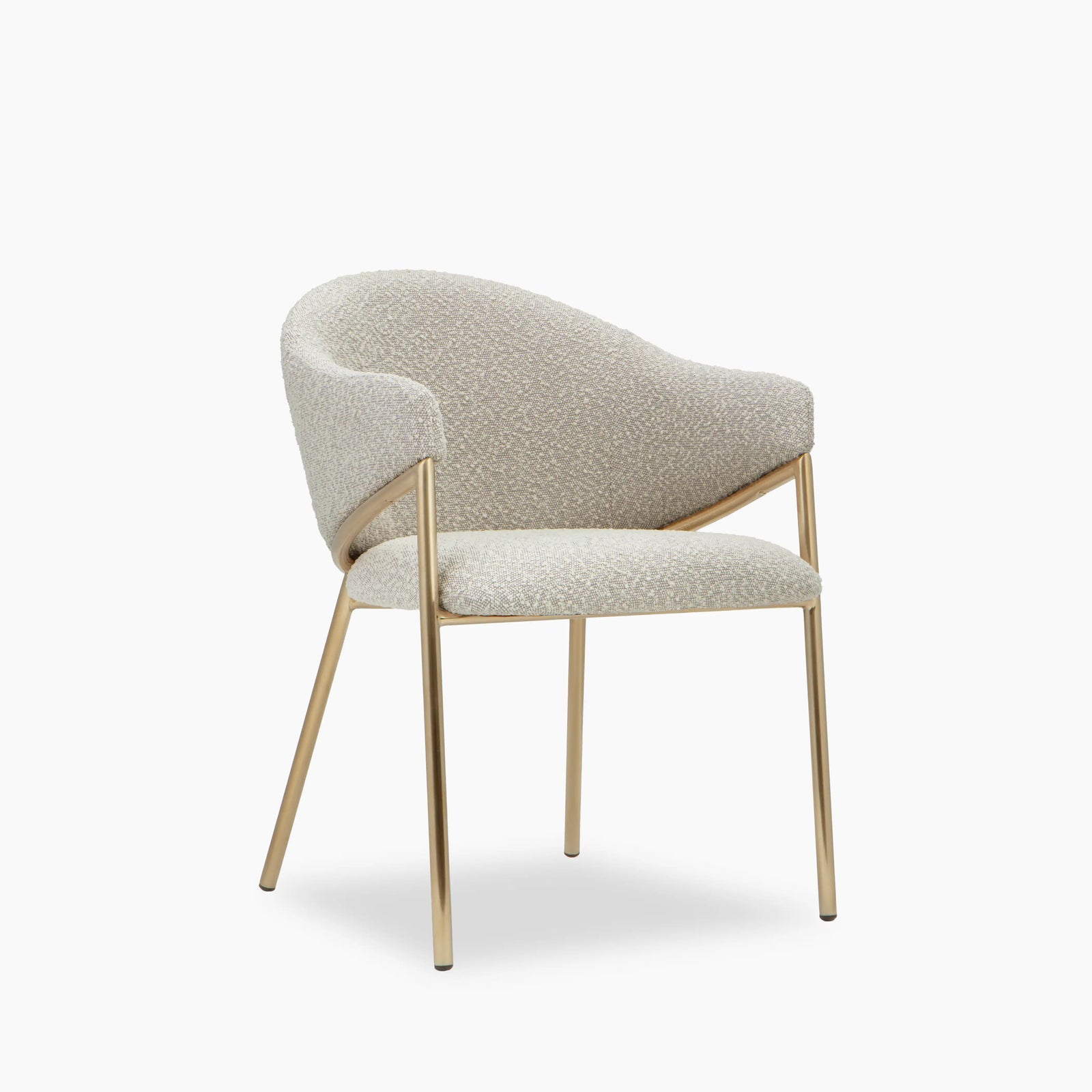 Luca Carver Dining Chair | Speckled Stone Sustainable Boucle & Brass