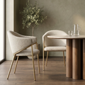 Luca Carver Dining Chair | Speckled Stone Sustainable Boucle & Brass