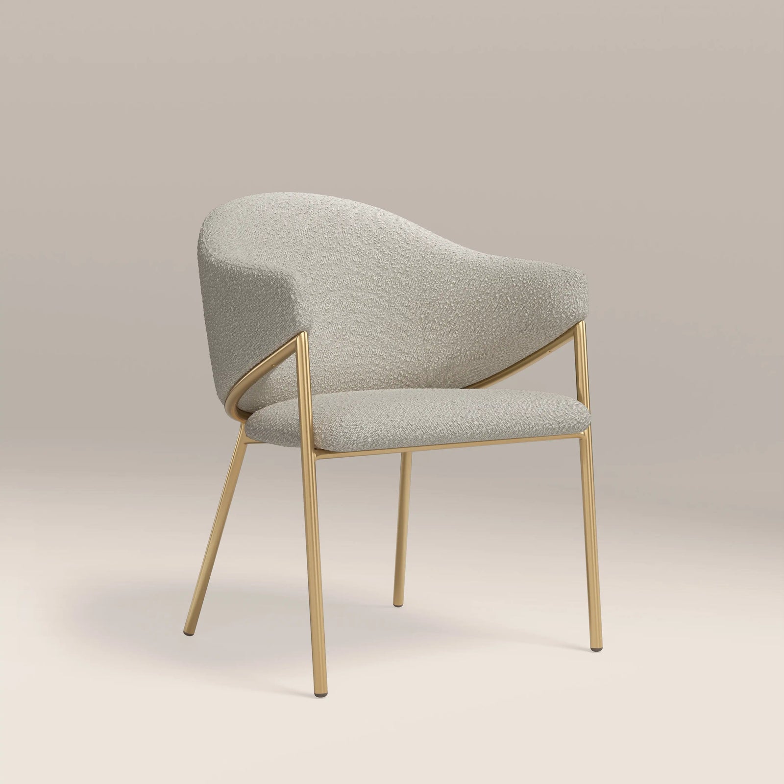 Luca Carver Dining Chair | Speckled Stone Sustainable Boucle & Brass
