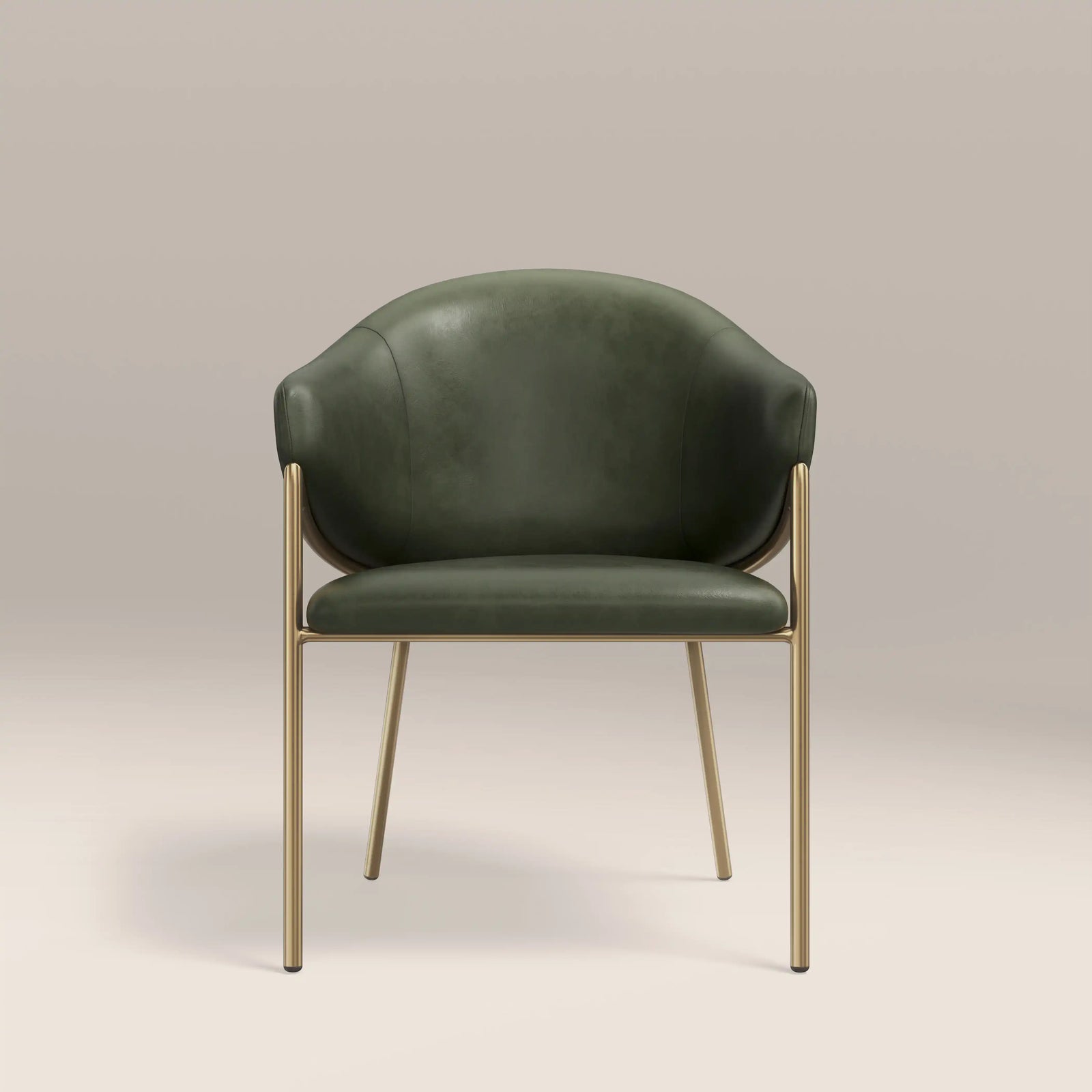 Luca Carver Dining Chair | Vintage Green  Faux Leather & Brass