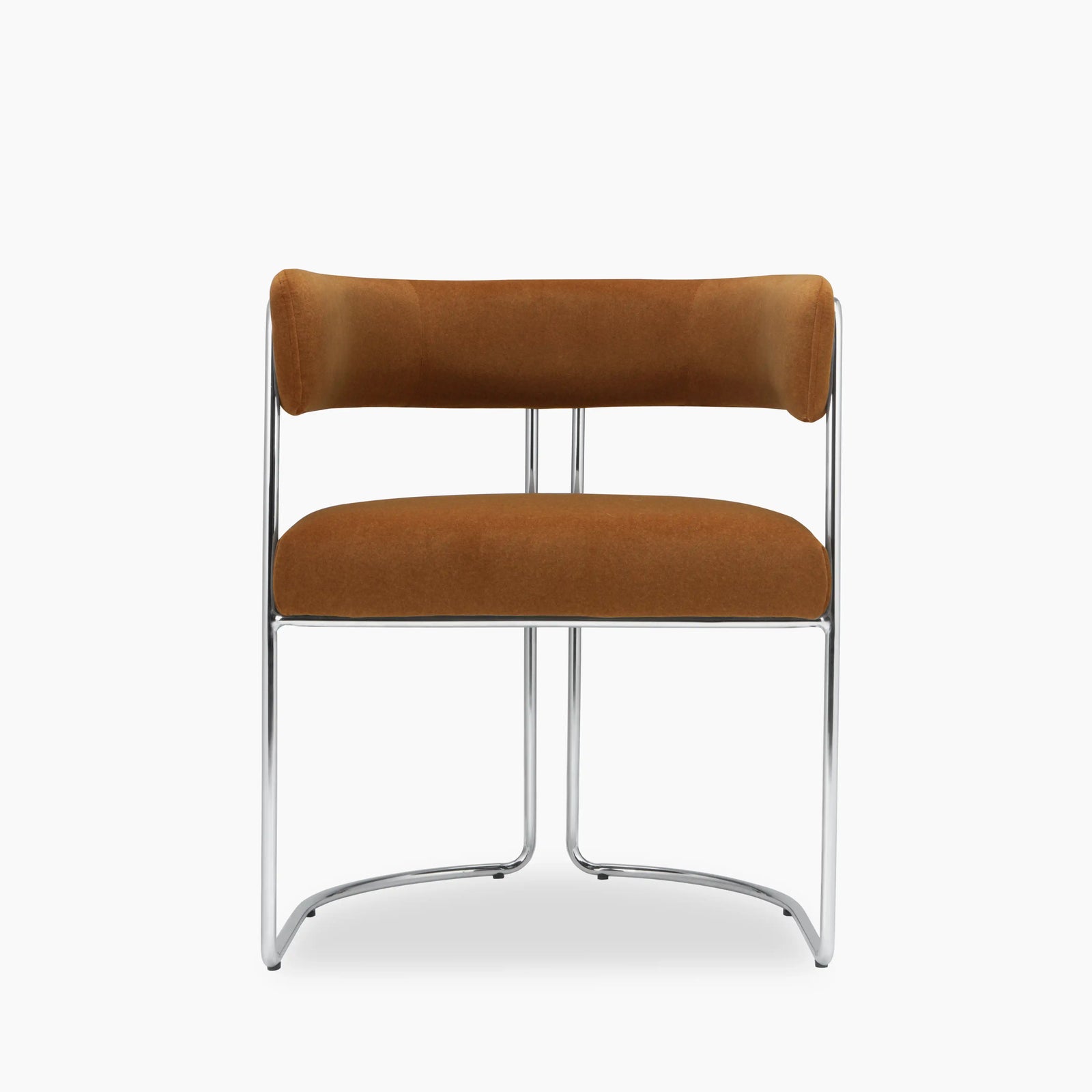 Juliana Carver Dining Chair | Caramel Brown Sustainable Mohair Velvet & Chrome