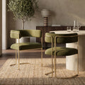 Juliana Carver Dining Chair | Moss Green Sustainable Mohair Velvet & Brass
