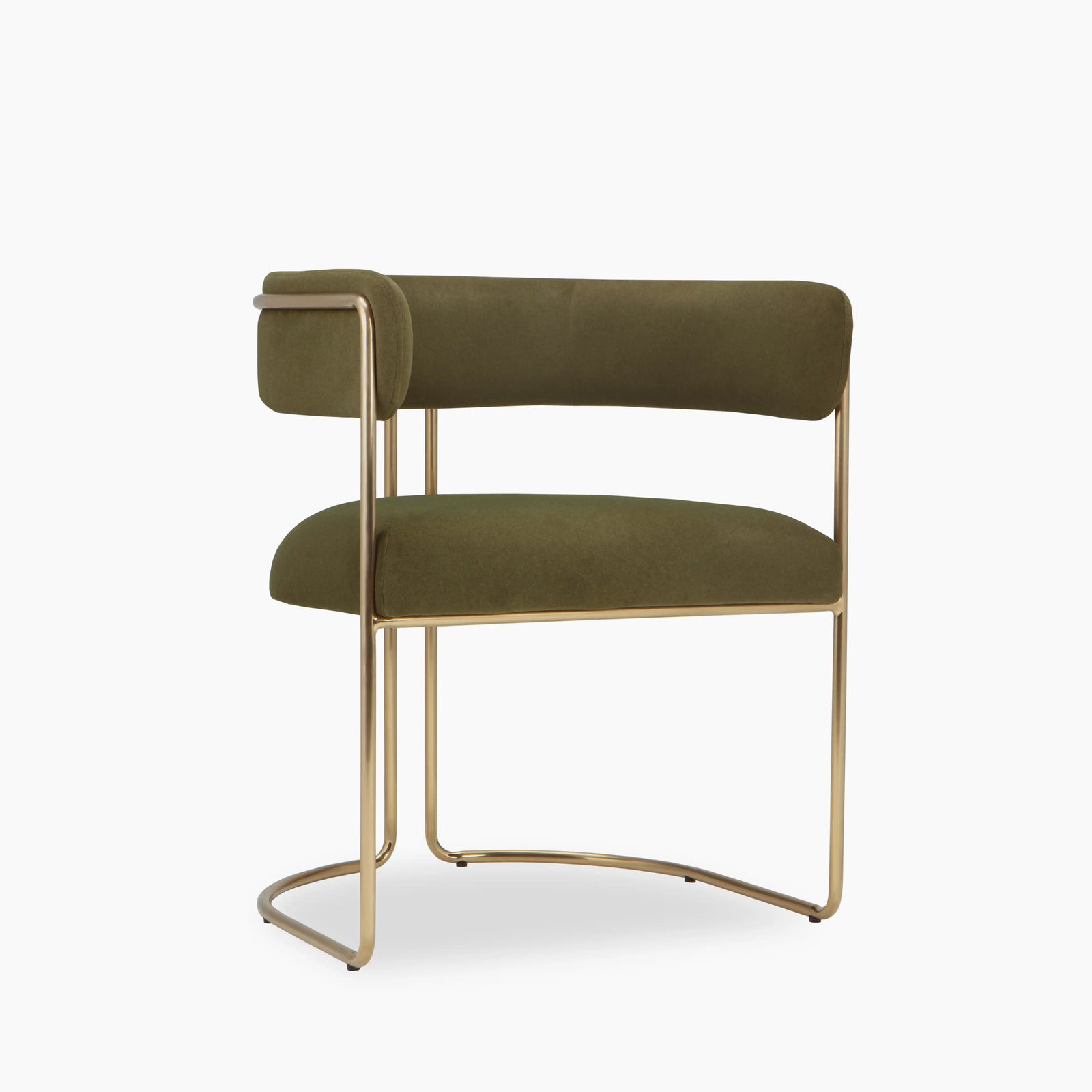 Juliana Carver Dining Chair | Moss Green Sustainable Mohair Velvet & Brass
