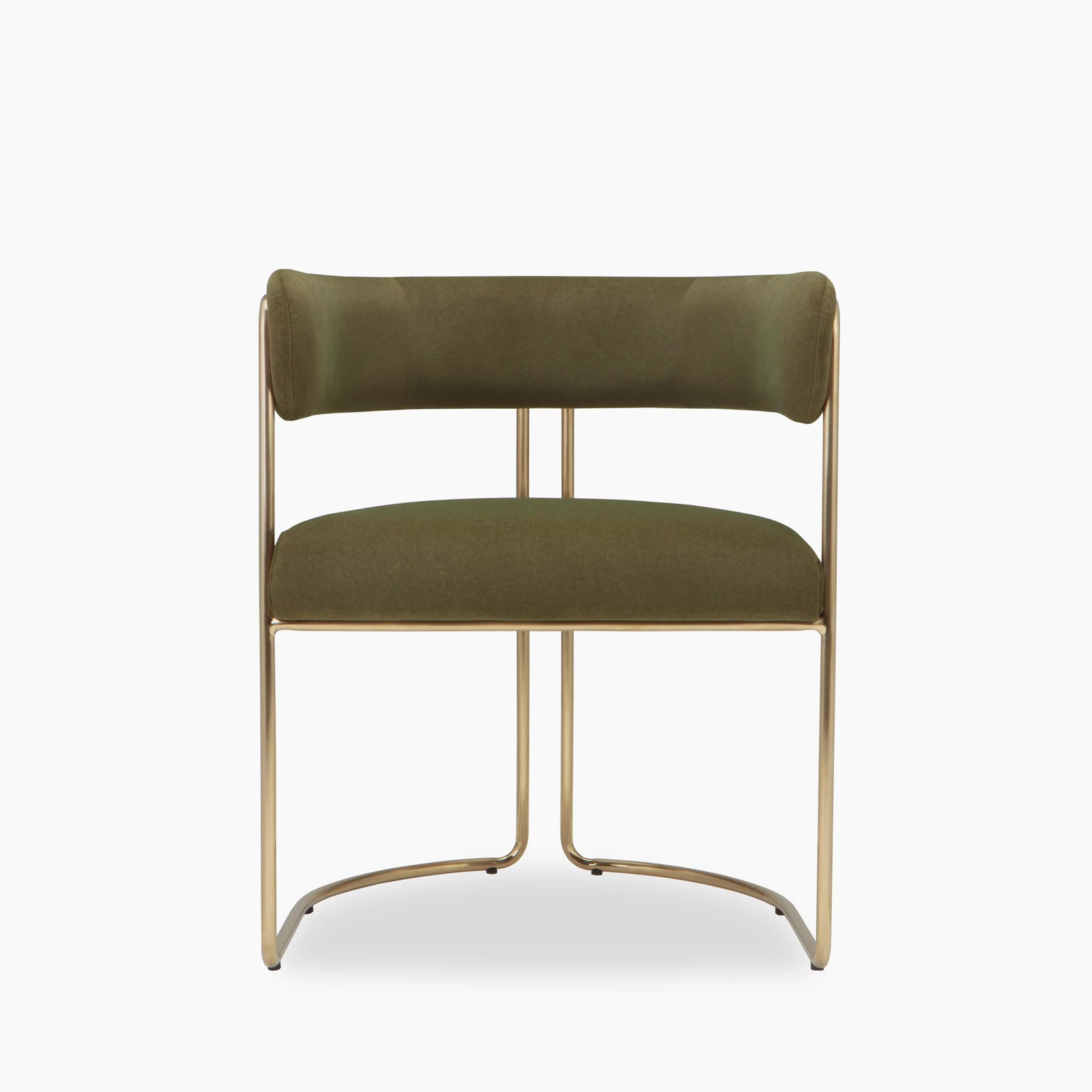 Juliana Carver Dining Chair | Moss Green Sustainable Mohair Velvet & Brass