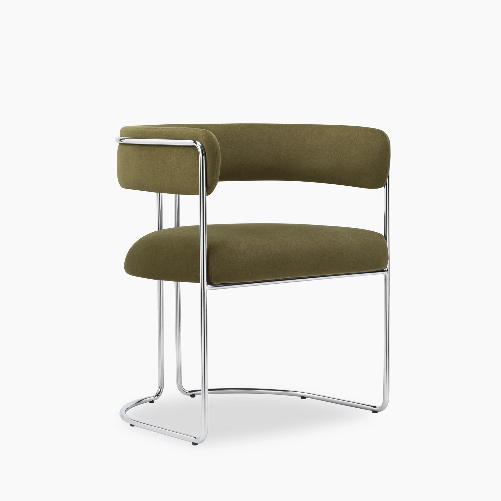 Juliana Carver Dining Chair | Moss Green Sustainable Mohair Velvet & Chrome