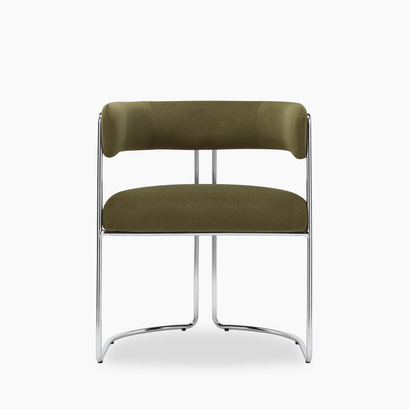 Juliana Carver Dining Chair | Moss Green Sustainable Mohair Velvet & Chrome