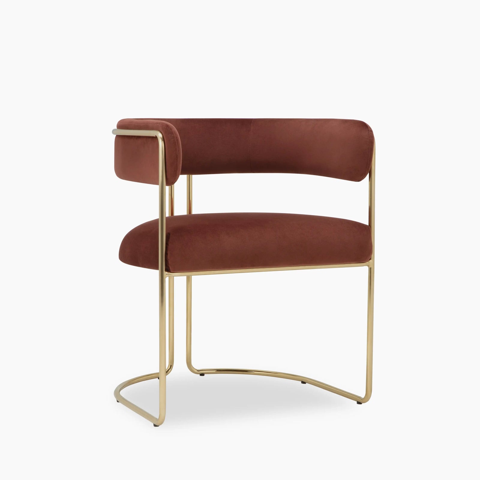 Juliana Carver Dining Chair | Rust Red Velvet & Brass