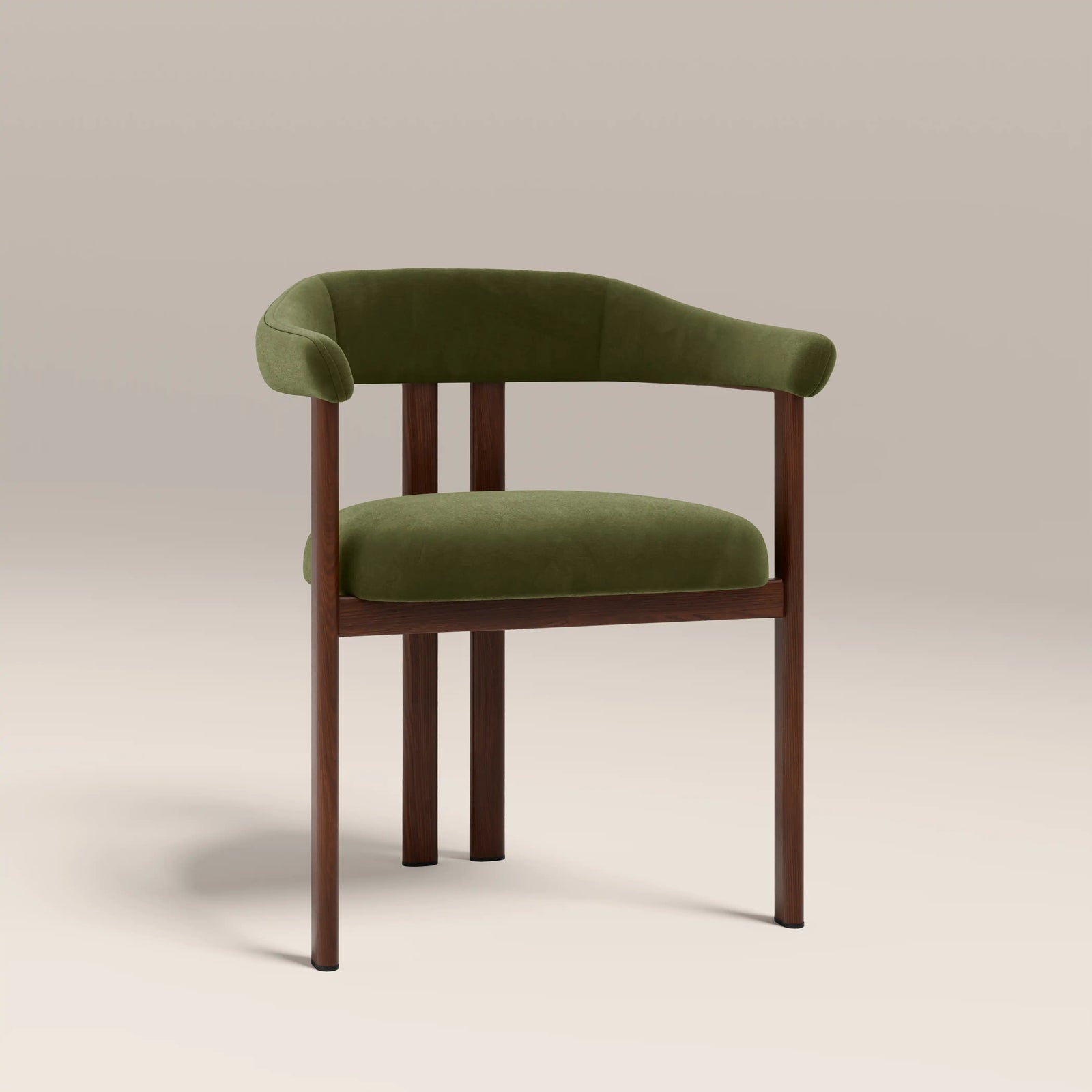 Arbor Carver Dining Chair | Olive Green Sustainable Velvet & Walnut