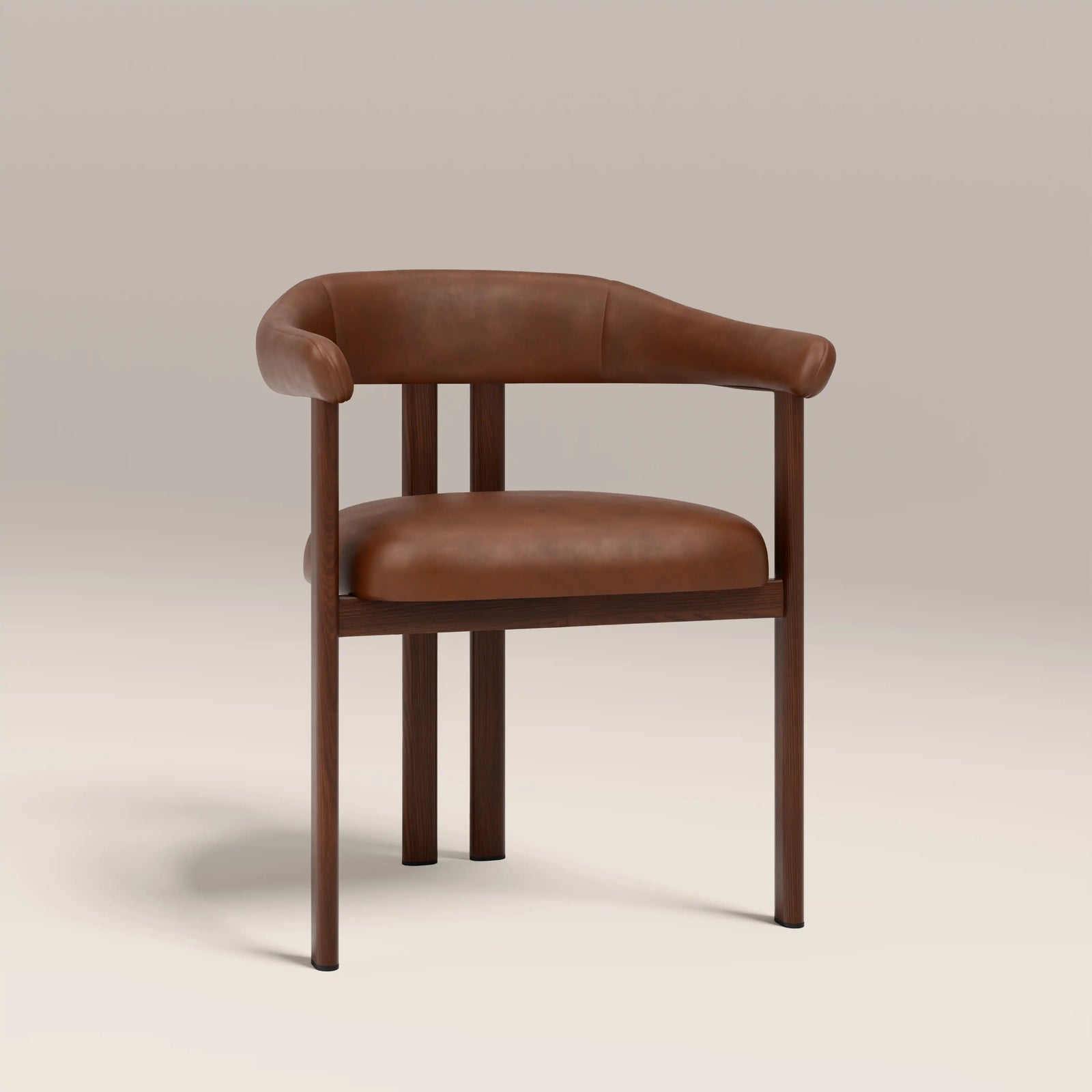 Arbor Carver Dining Chair | Vintage Tan Faux Leather & Walnut