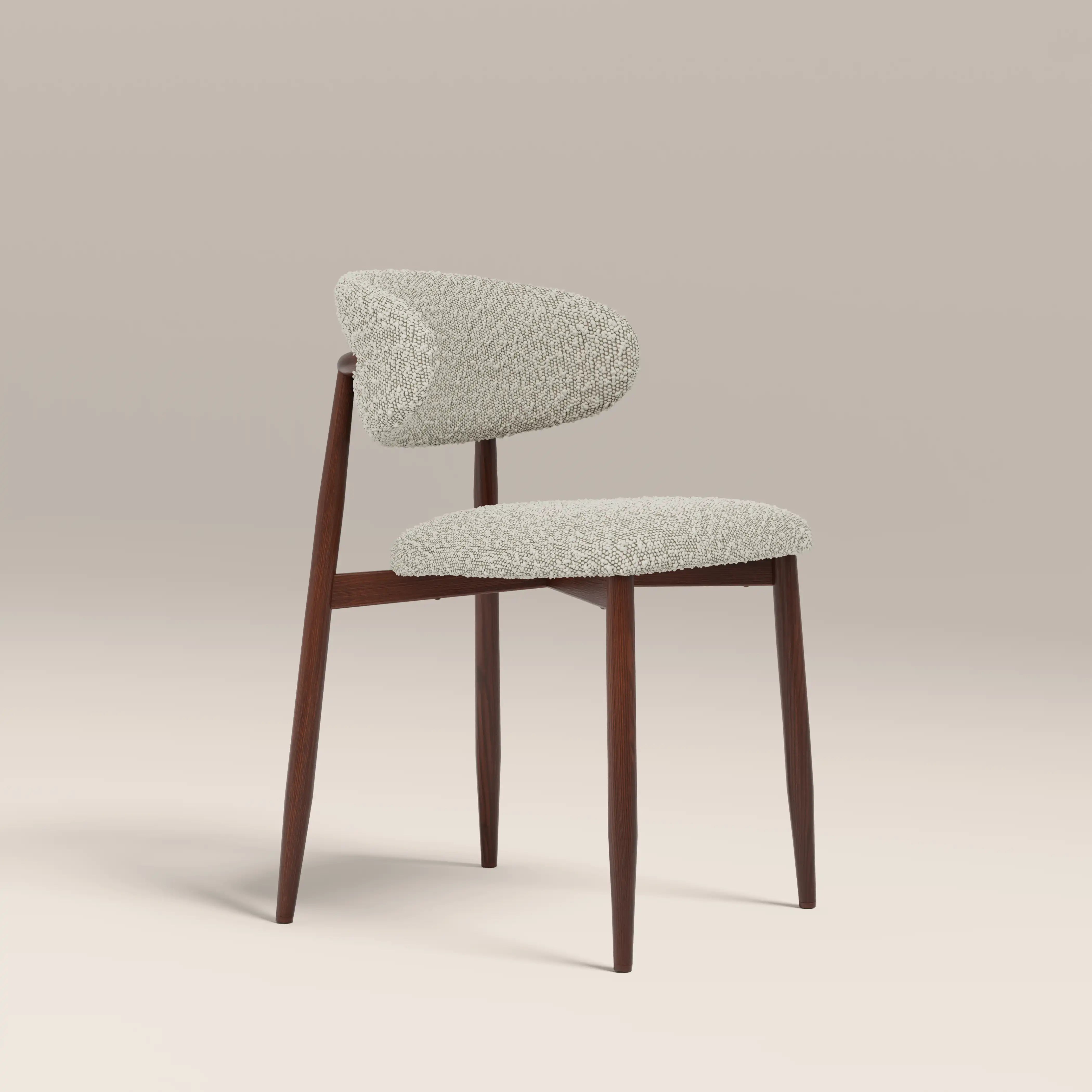 Halston Dining Chair, Speckled Stone Sustainable Boucle & Walnut Halston Dining Chair, Speckled Stone Sustainable Boucle & Walnut