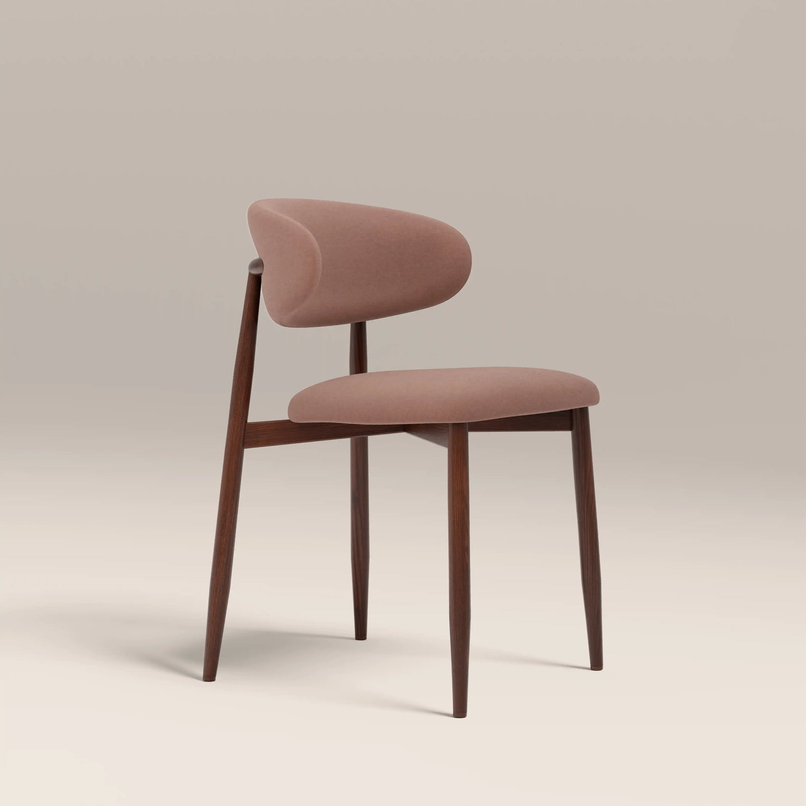 Halston Dining Chair | Blush Pink Sustainable Velvet & Walnut