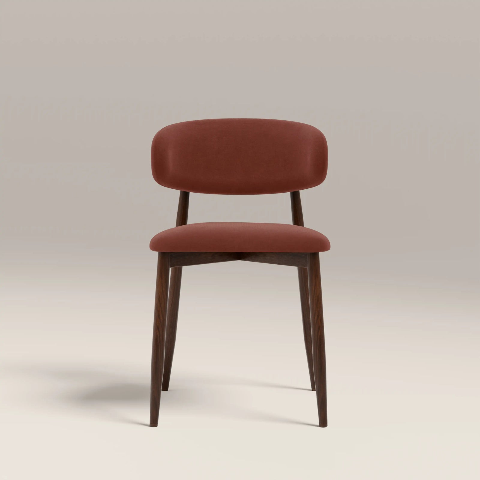 Halston Dining Chair | Rust Red Sustainable Velvet & Walnut