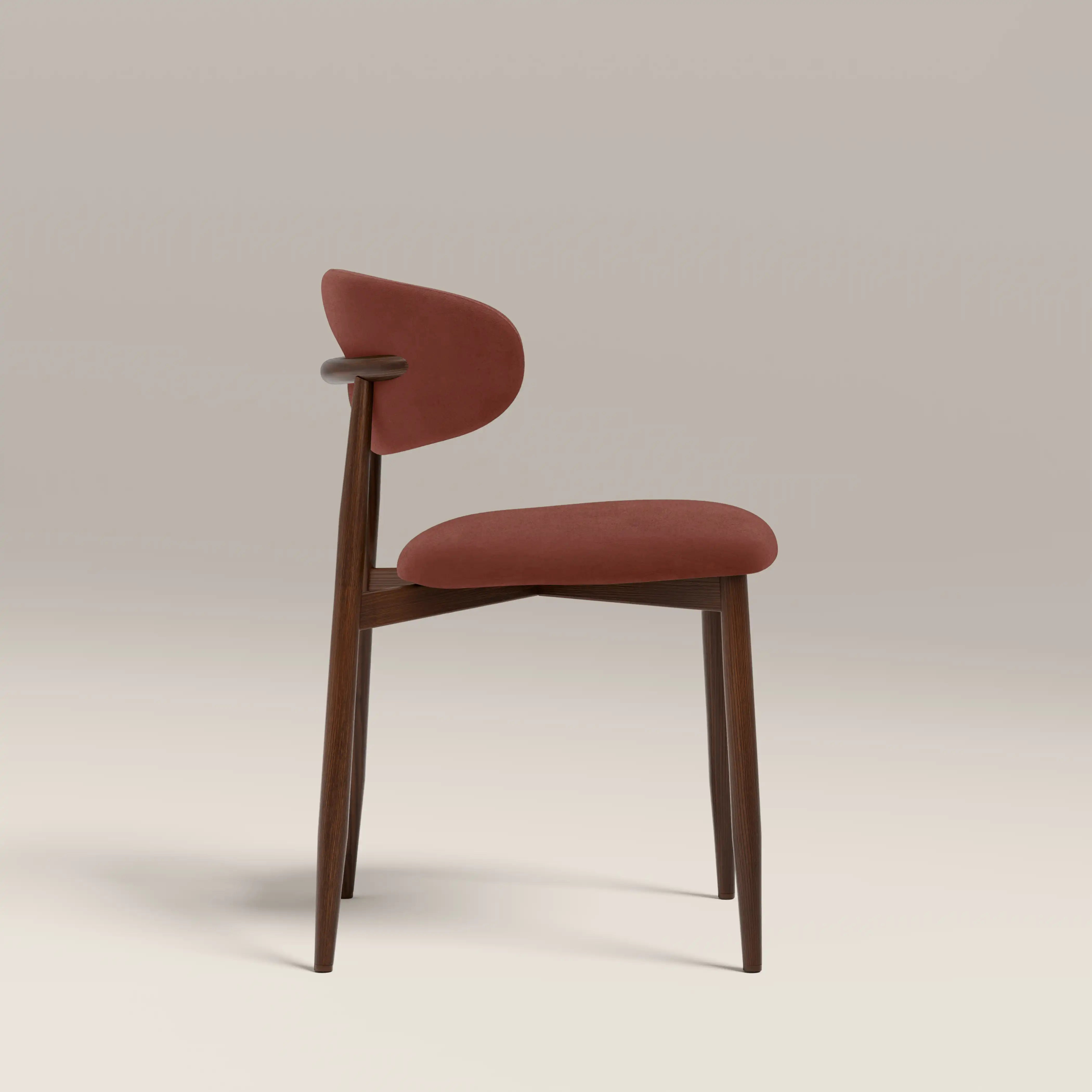 Halston Dining Chair, Rust Red Sustainable Velvet & Walnut | Cult ...