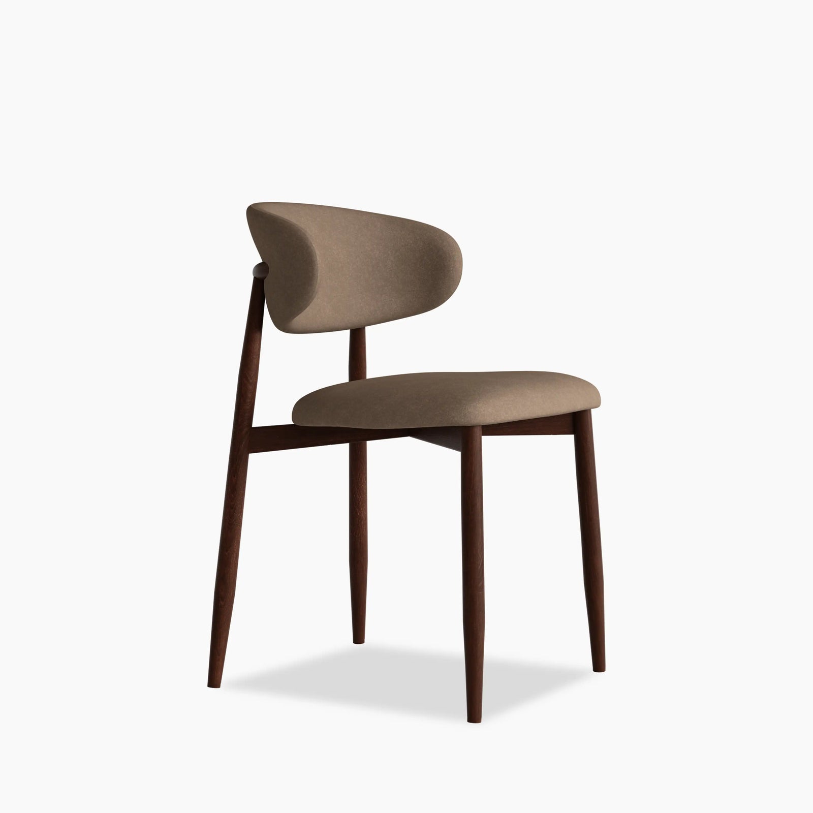 Halston Dining Chair | Truffle Brown Sustainable Mohair Velvet & Walnut