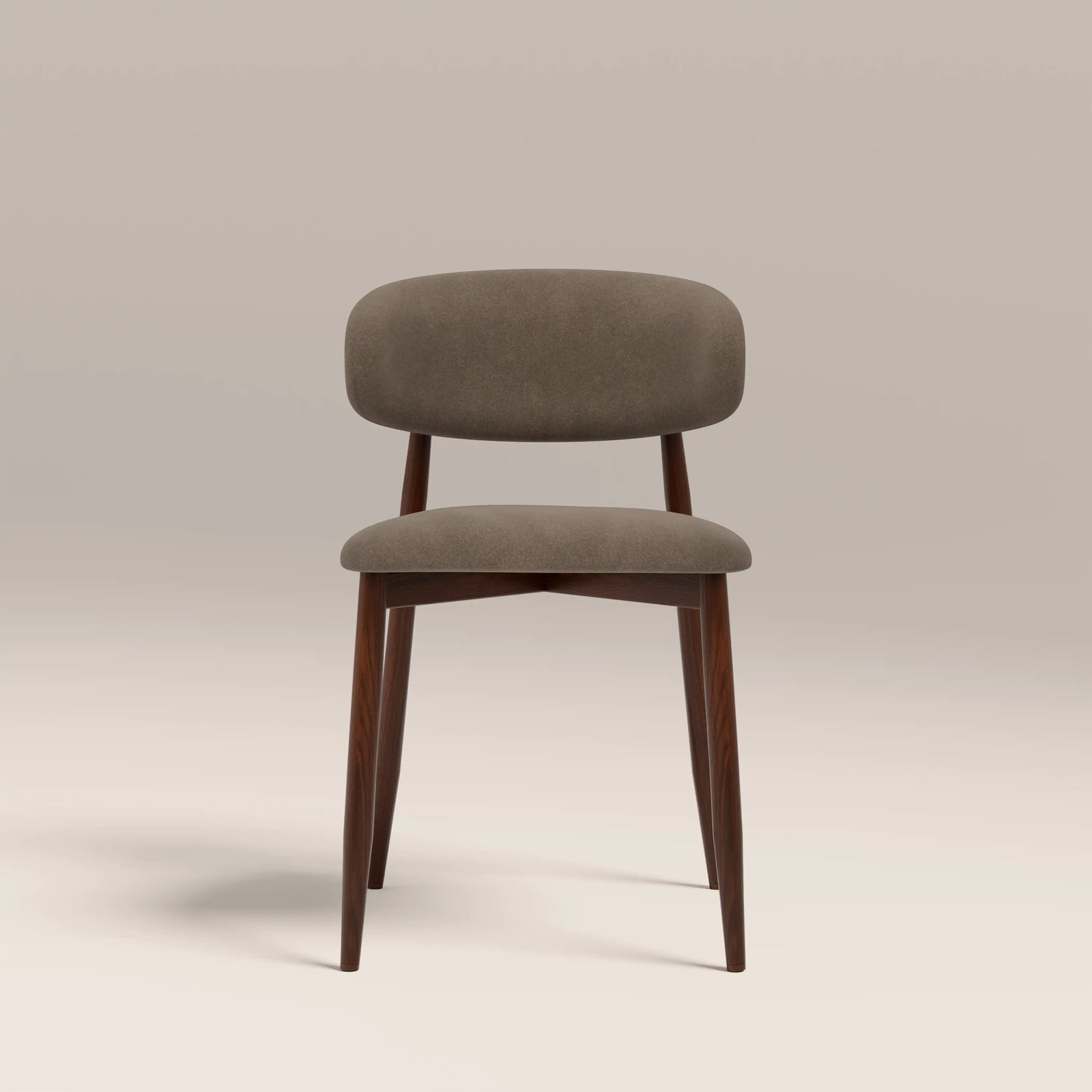 Halston Dining Chair | Truffle Brown Sustainable Mohair Velvet & Walnut