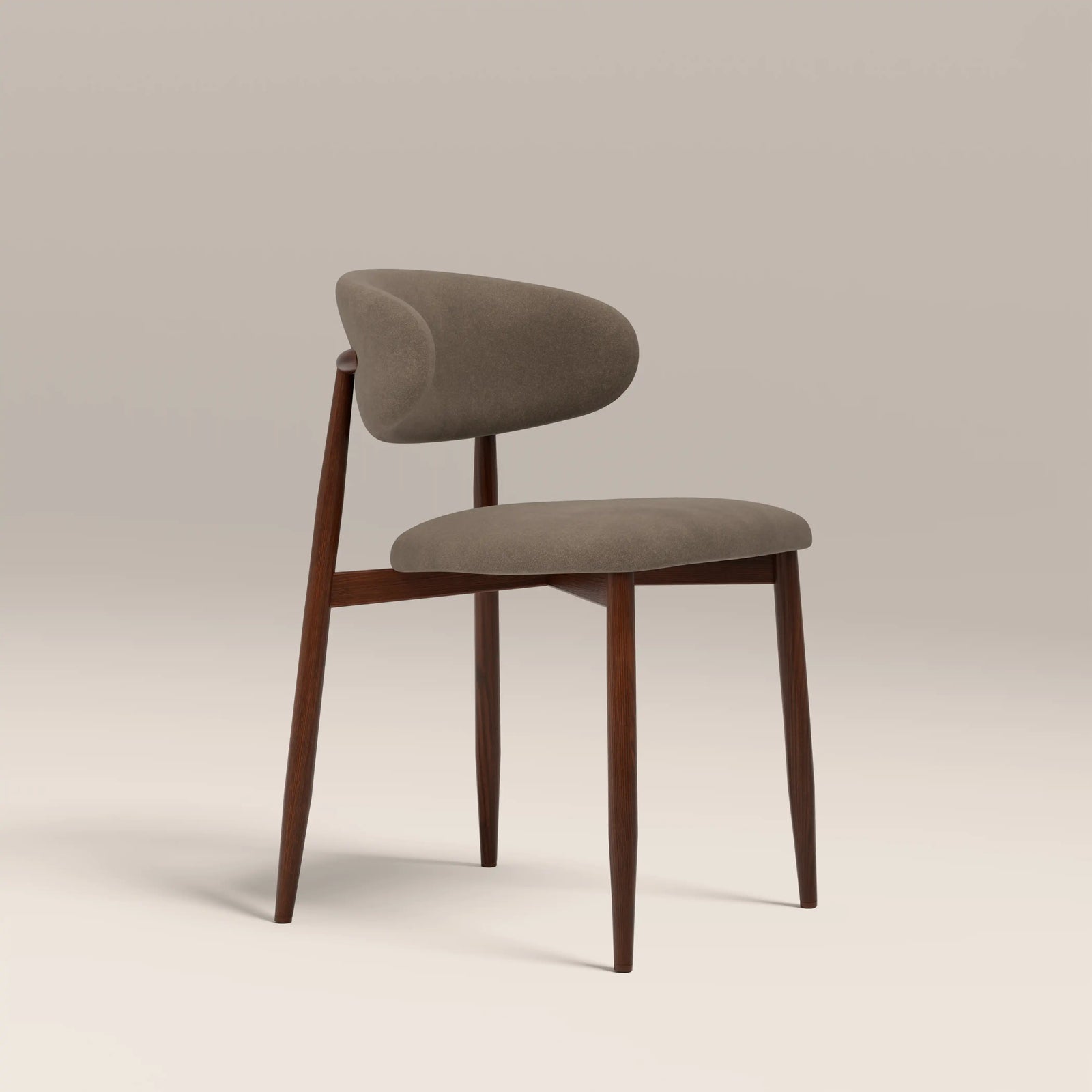 Halston Dining Chair | Truffle Brown Sustainable Mohair Velvet & Walnut