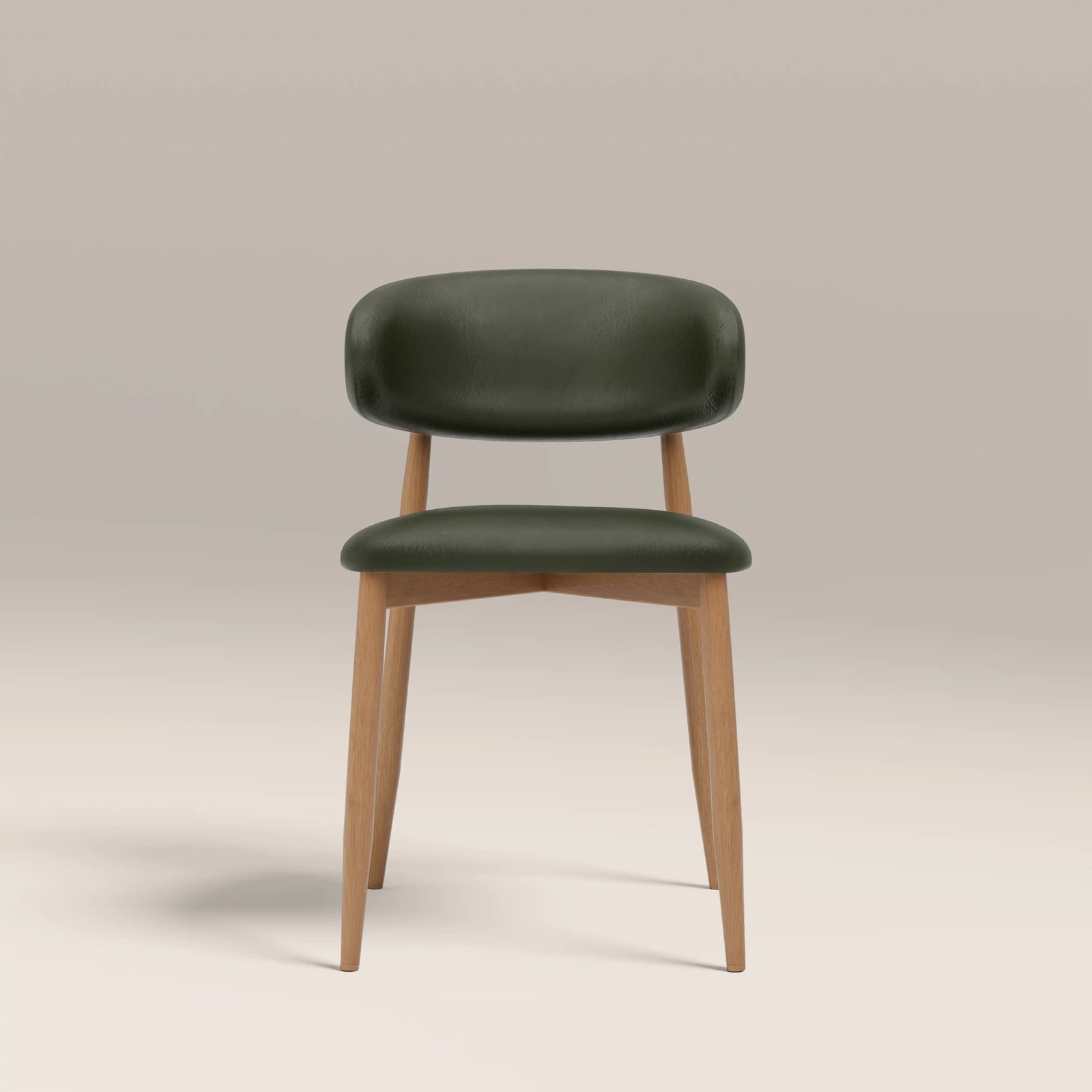 Halston Dining Chair | Vintage Green Faux Leather & Oak