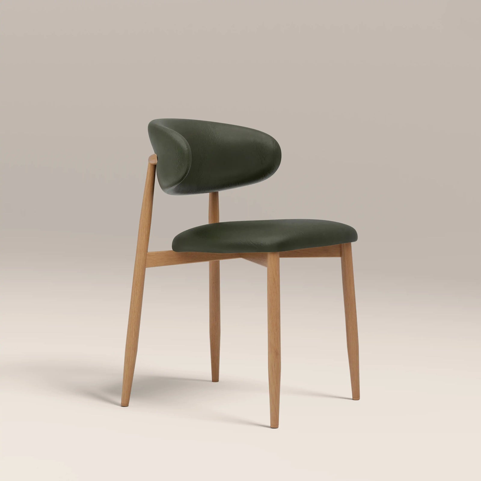 Halston Dining Chair | Vintage Green Faux Leather & Oak