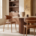 Halston Dining Chair | Vintage Tan Faux Leather & Oak