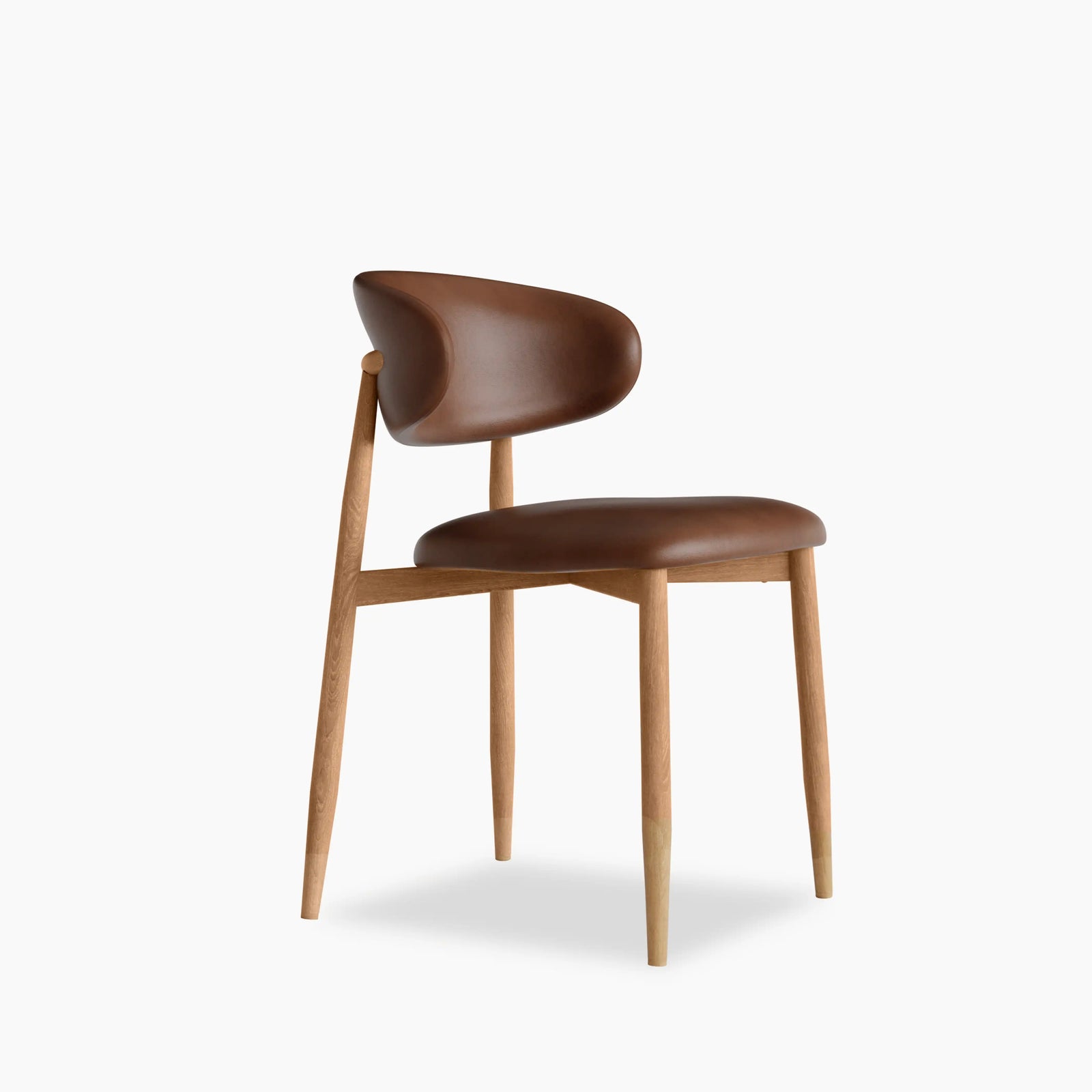 Halston Dining Chair | Vintage Tan Faux Leather & Oak