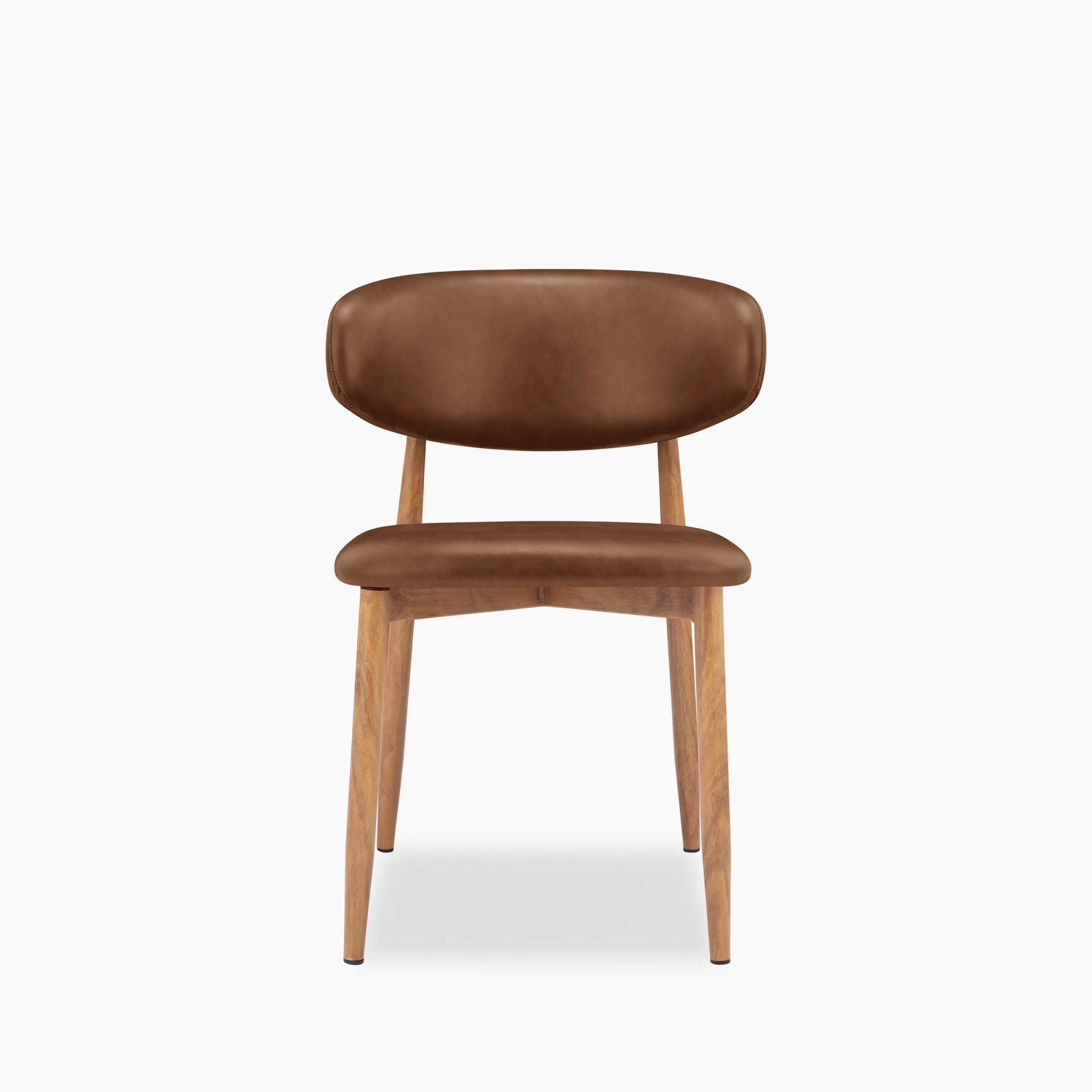 Halston Dining Chair | Vintage Tan Faux Leather & Oak