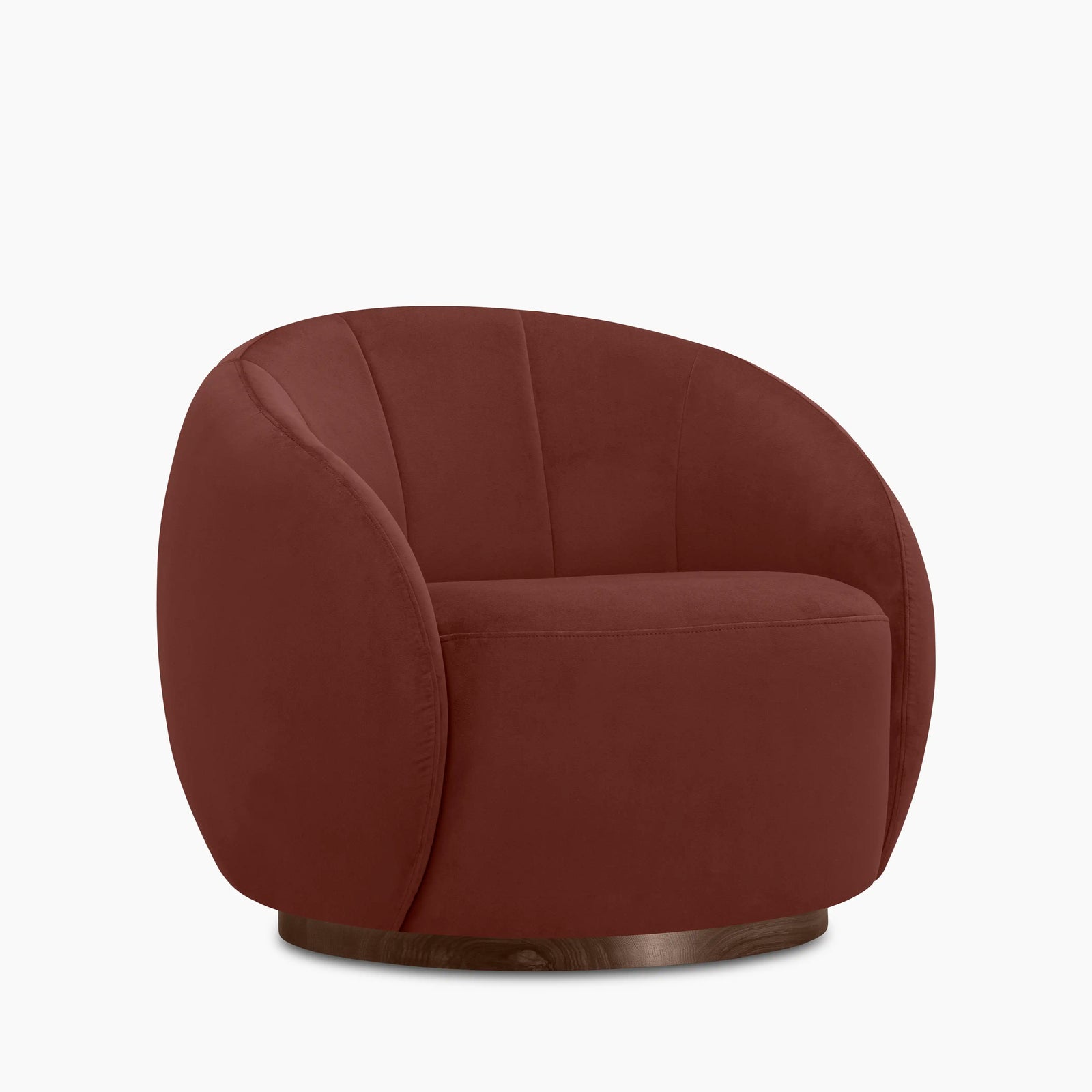 Emile Swivel Armchair | Rust Sustainable Velvet & Walnut