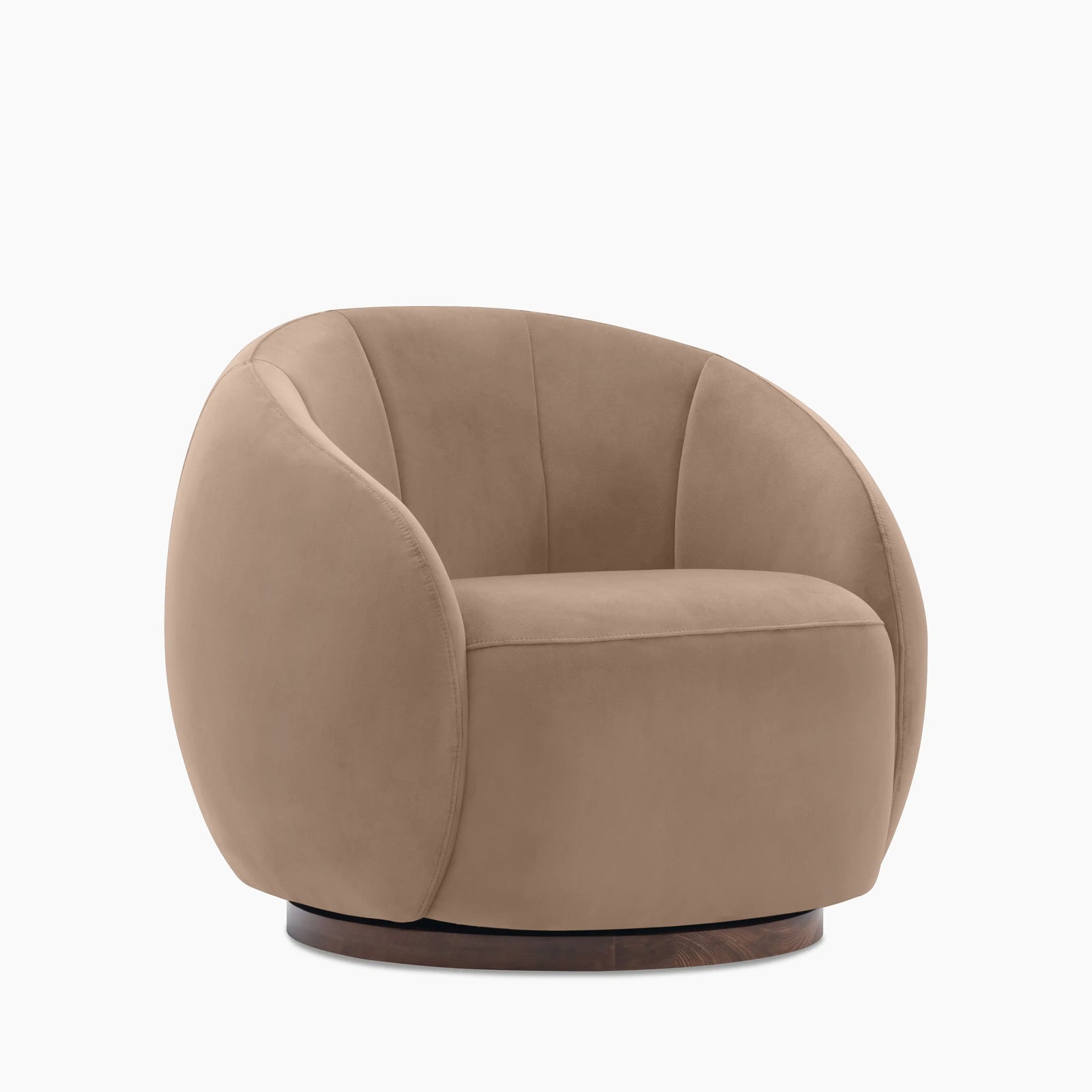 emile swivel armchair taupe sustainable velvet