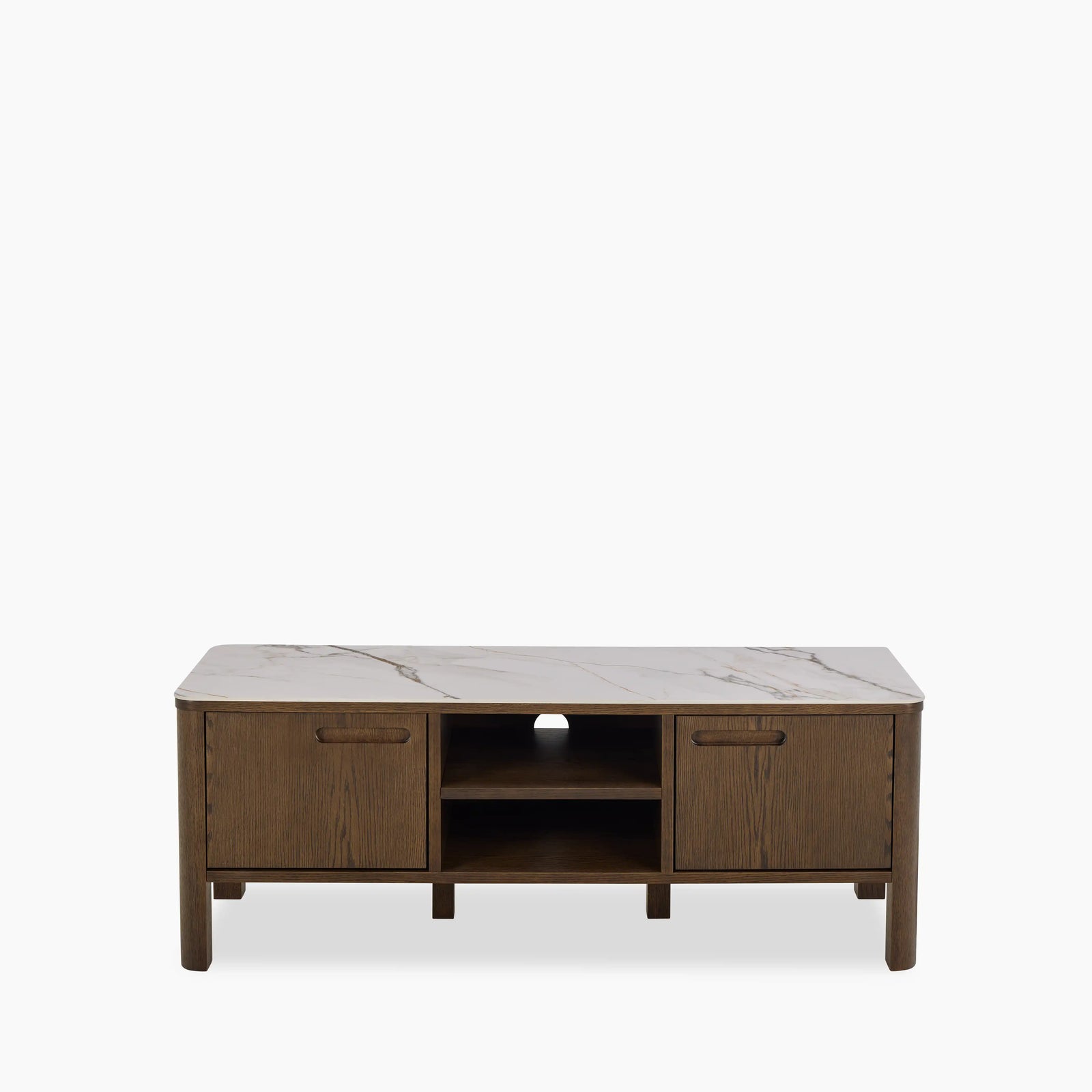 Southampton Wooden TV Stand | Ecru Ceramic & Smoked Walnut