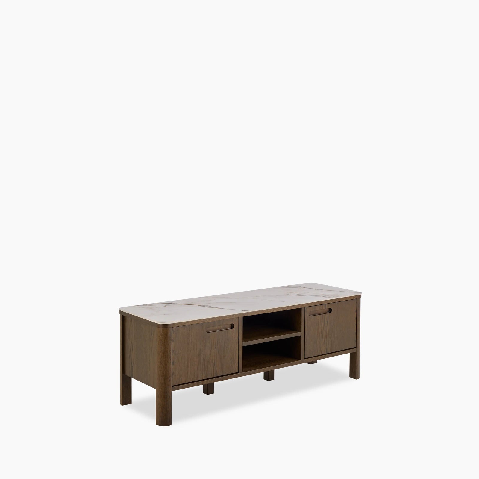 Southampton Wooden TV Stand | Ecru Ceramic & Smoked Walnut