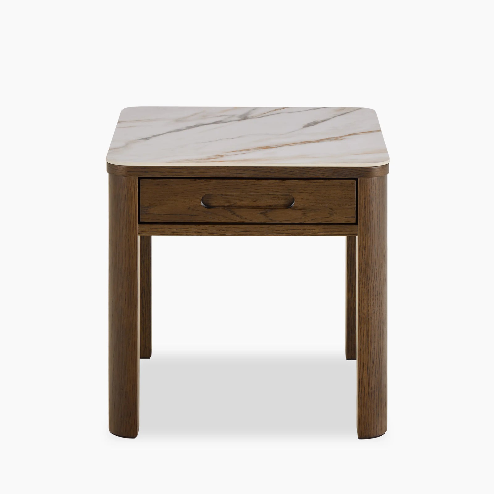 Southampton Square Bedside Table | Ecru Ceramic & Smoked Walnut