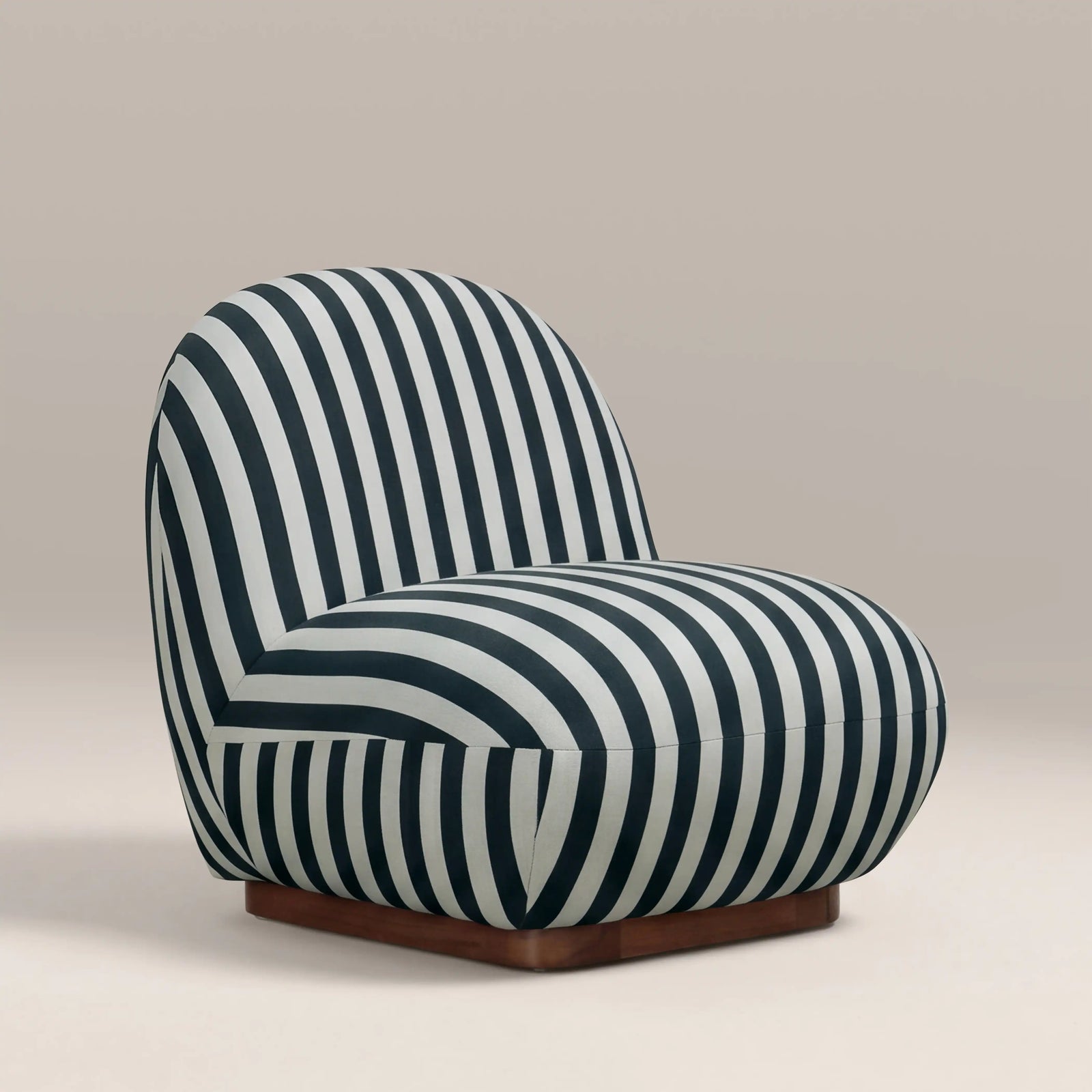 Erin Armchair | Striped Fabric & Walnut