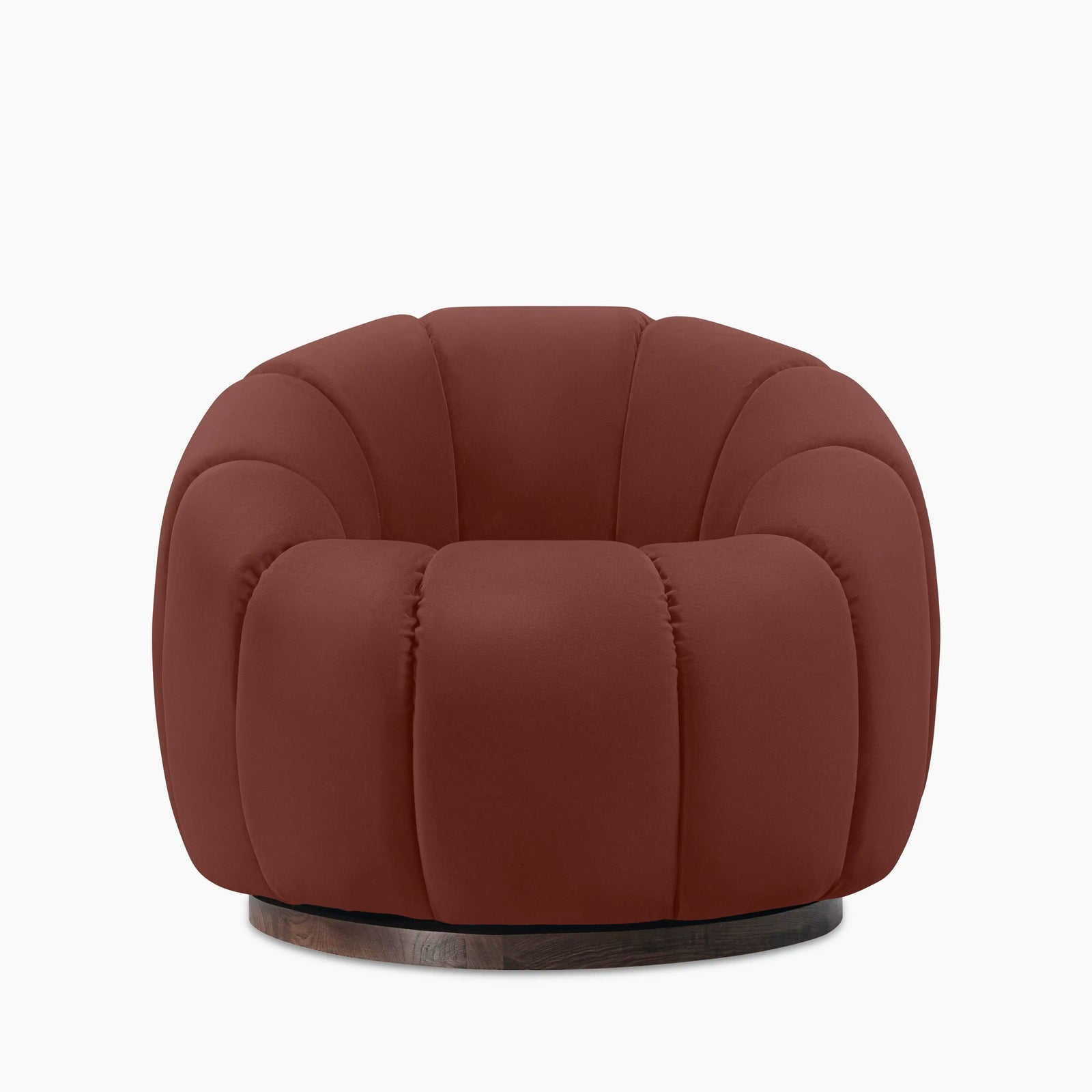 Ivy Swivel Armchair | Rust Sustainable Velvet & Walnut
