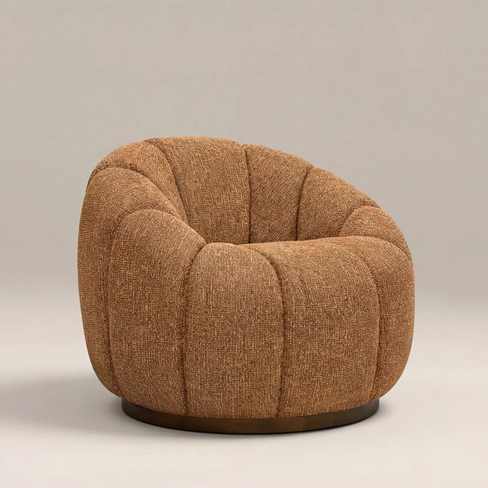 Ivy Swivel Armchair | Speckled Honey Sustainable Boucle & Walnut