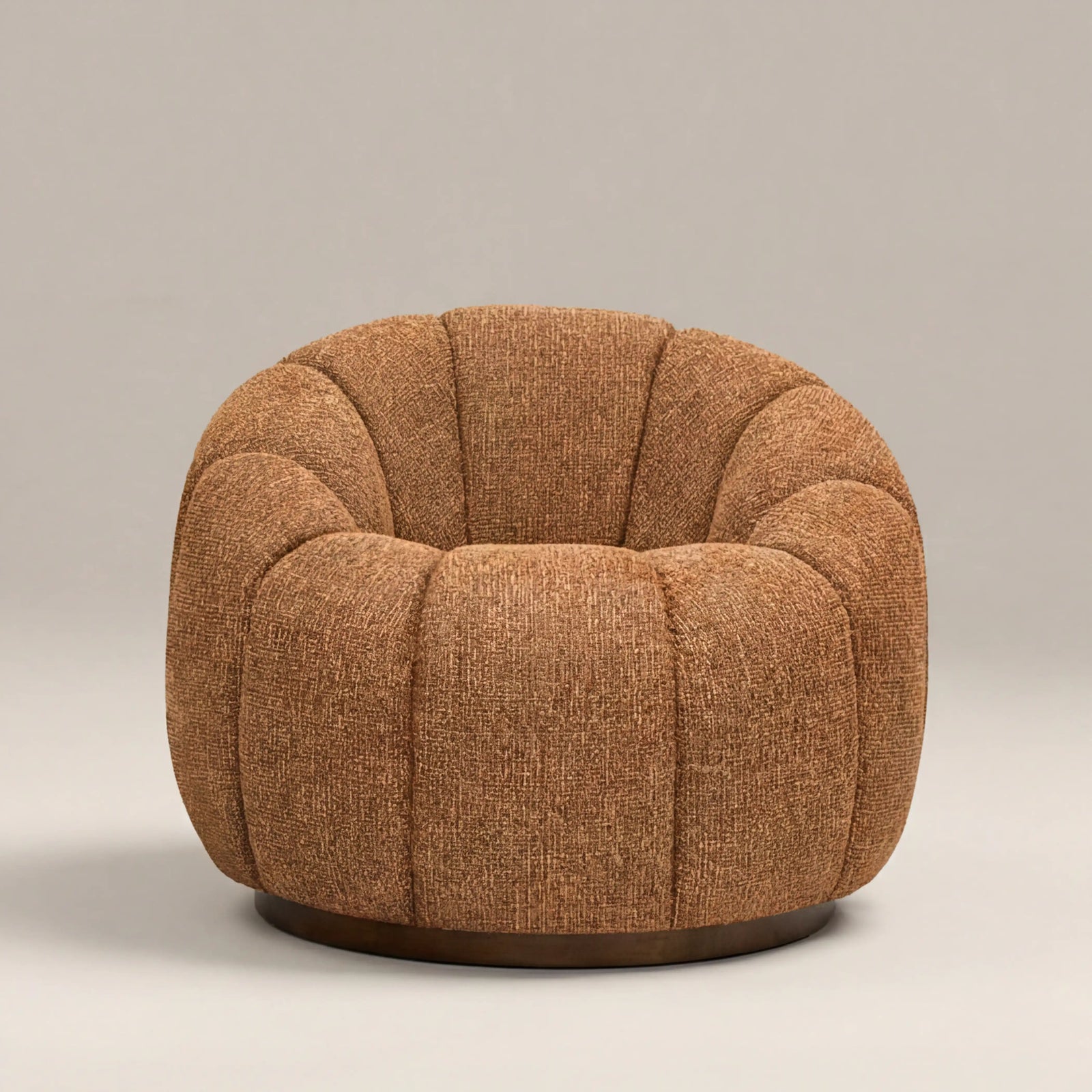 Ivy Swivel Armchair | Speckled Honey Sustainable Boucle & Walnut