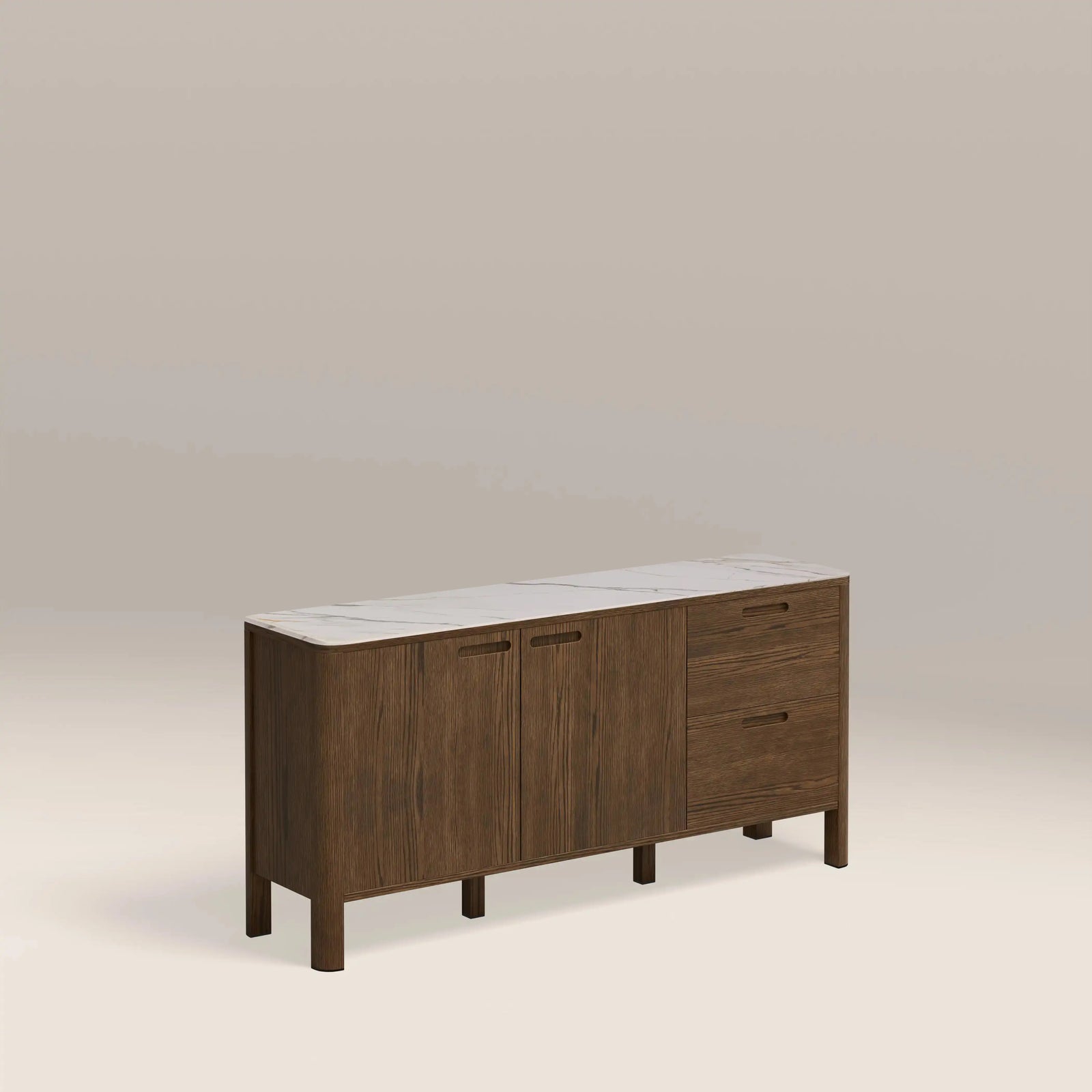 Southampton Wooden Sideboard | Ecru Ceramic & Smoked Walnut