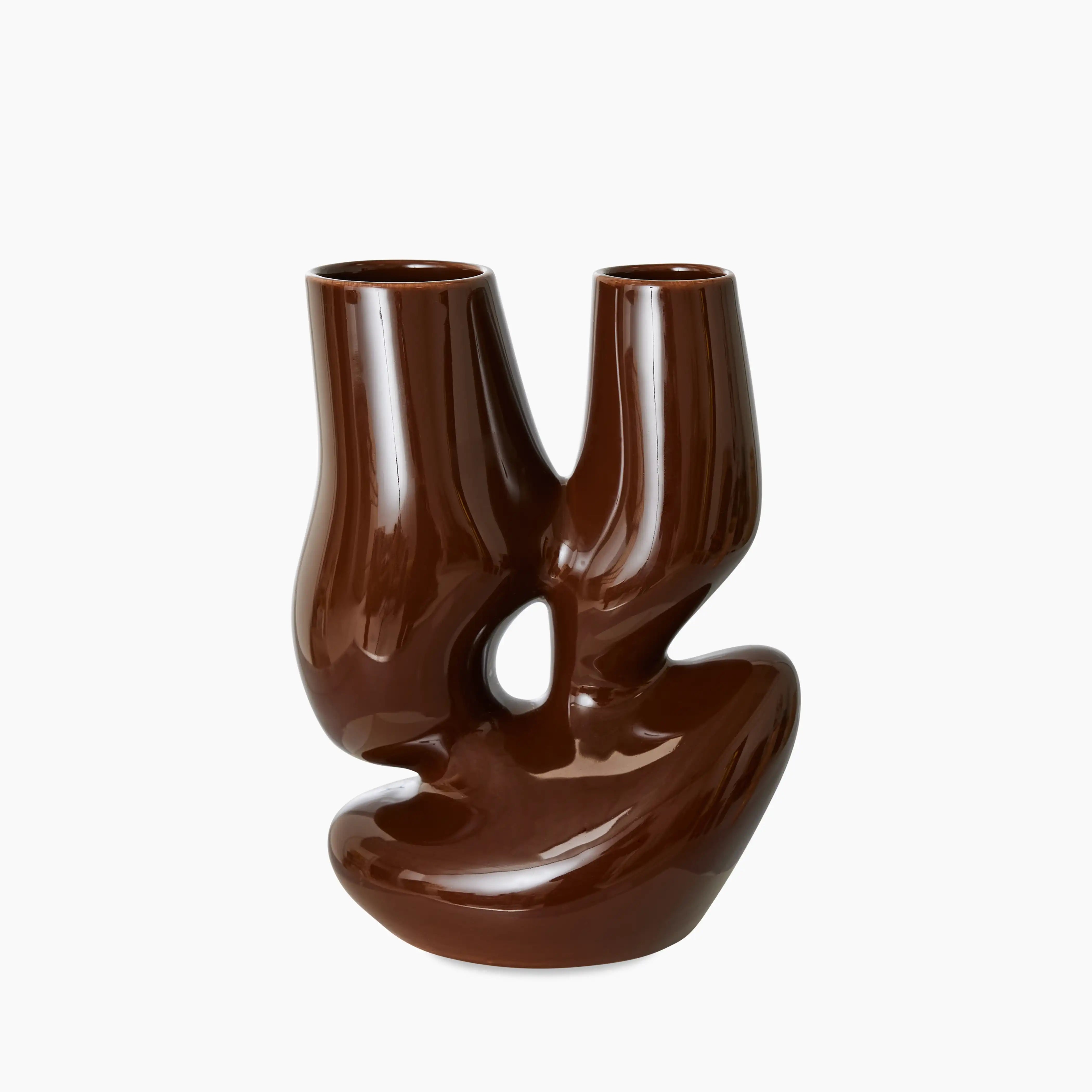 HKliving Ceramic Vase L | Organic Espresso