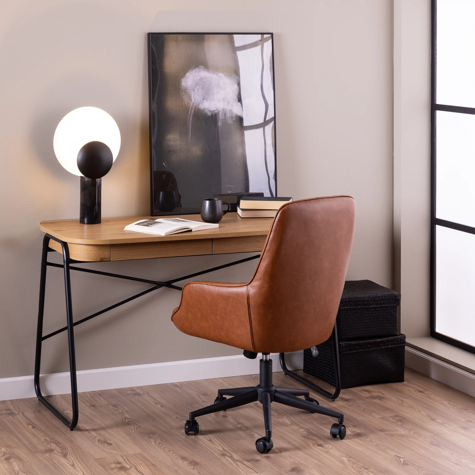 Blueton Wooden 2 Drawer Desk | Oak