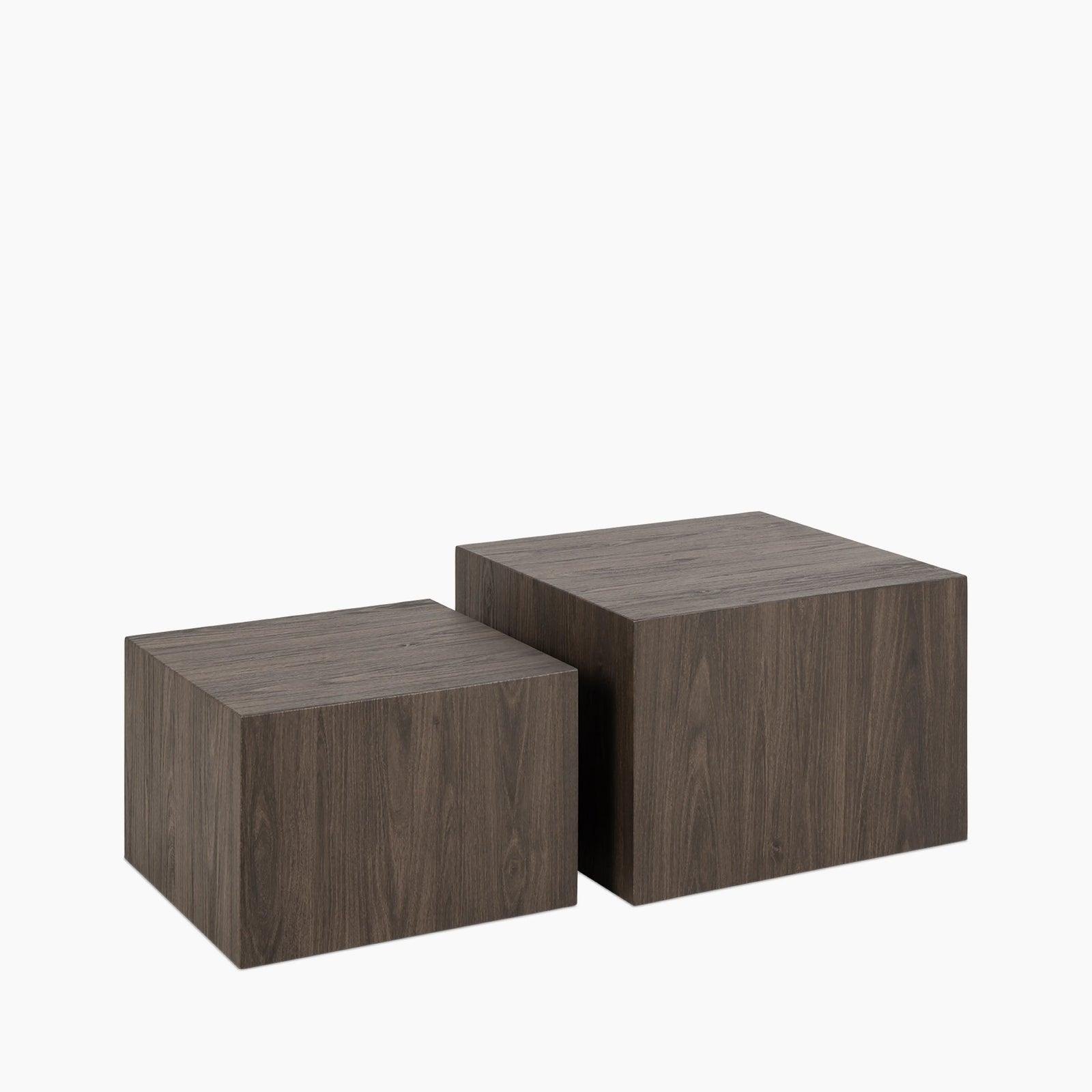 Dice Set Of 2 Square Wooden Coffee Tables | Smoked Walnut