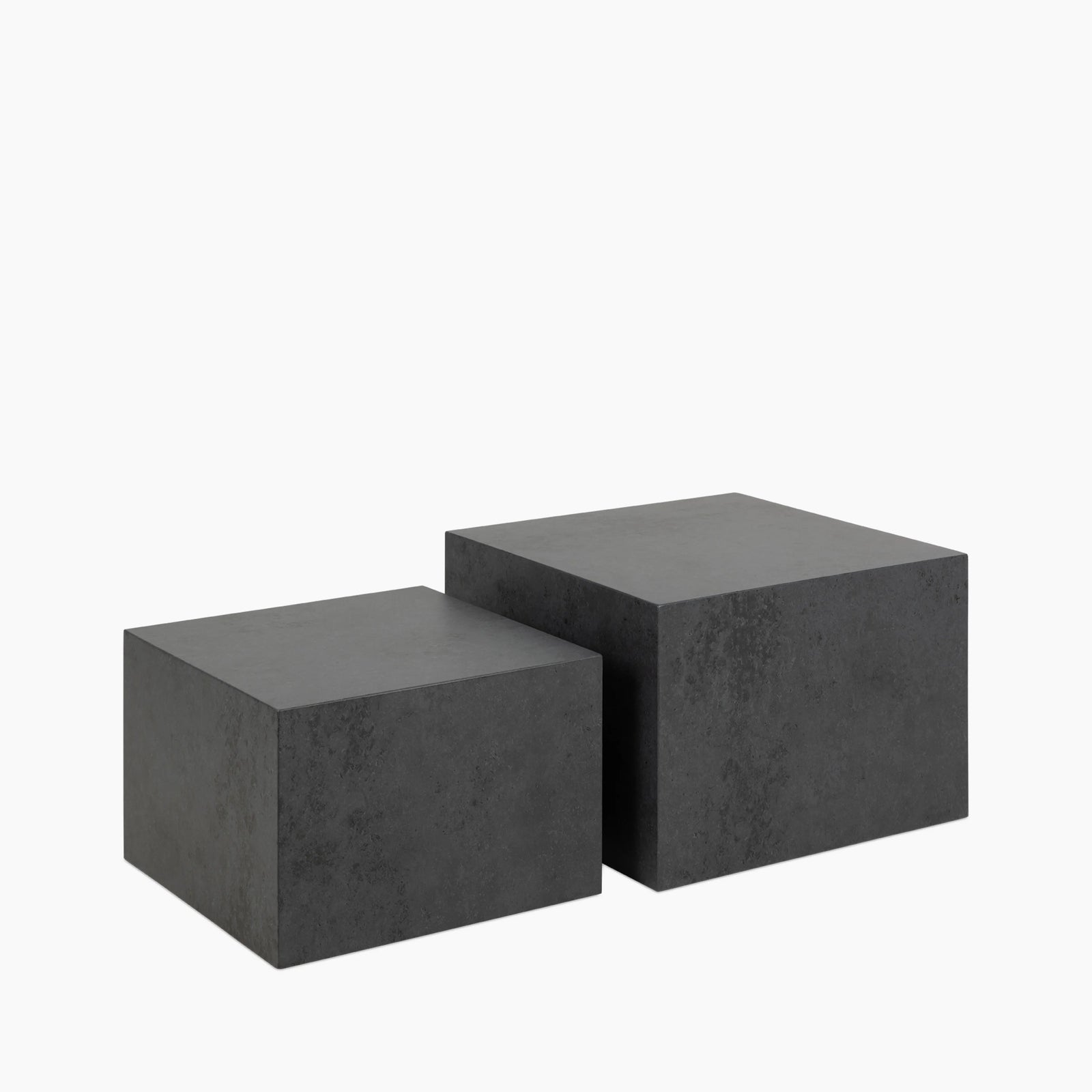 Dice Set Of 2 Square Wooden Coffee Tables | Black Stone