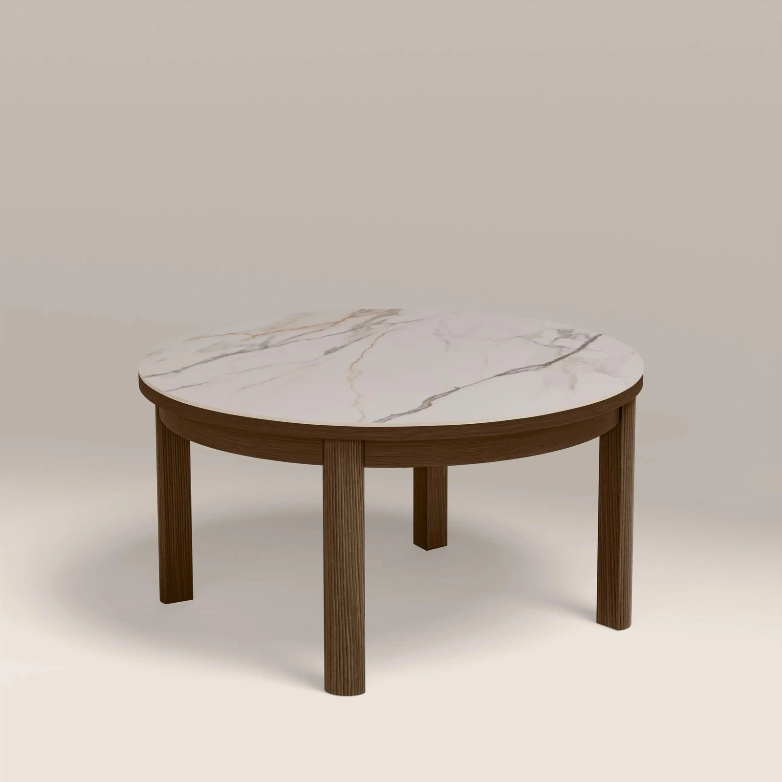 Southampton Round Coffee Table | Ecru Ceramic & Smoked Walnut