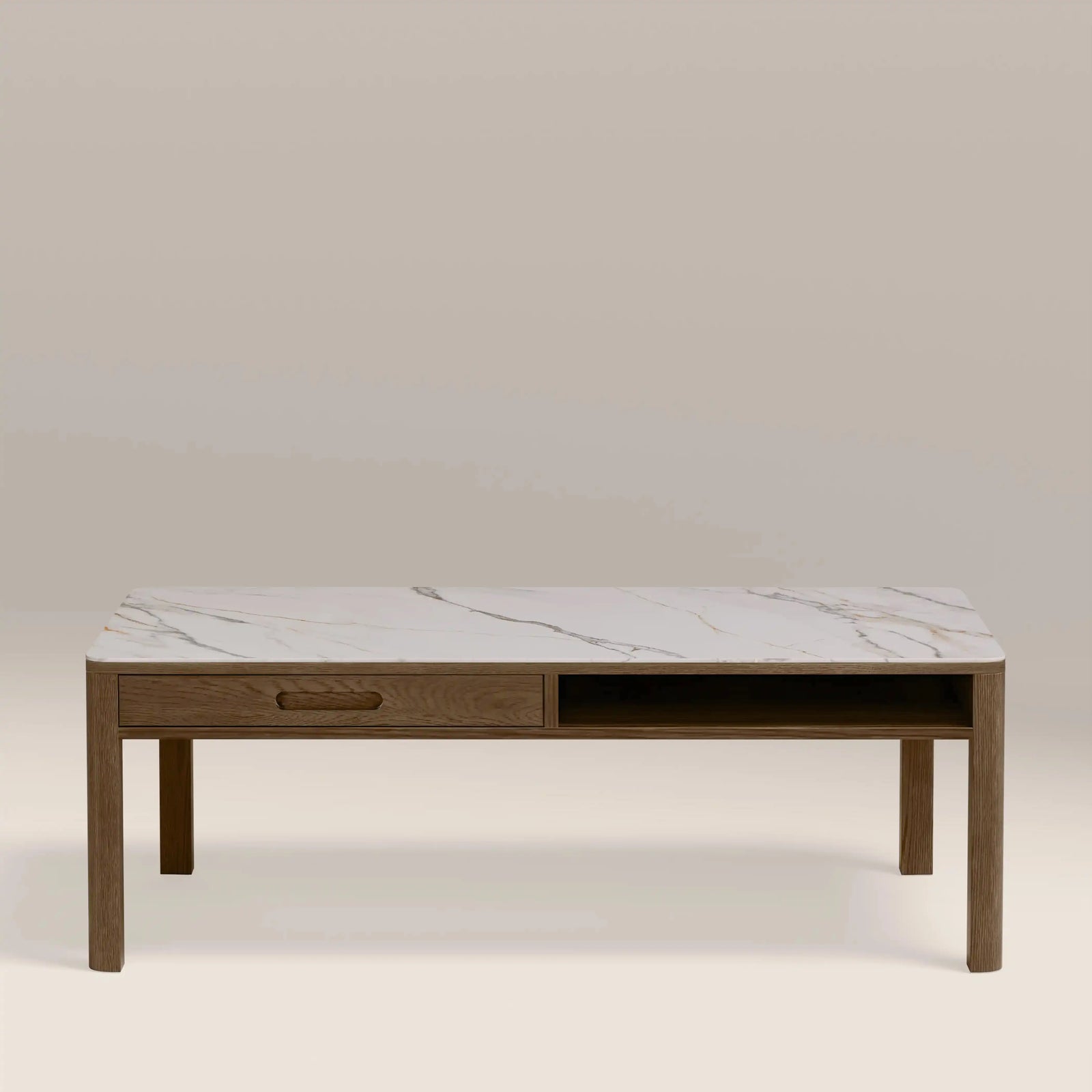 Southampton Rectangle Coffee Table | Ecru Ceramic & Smoked Walnut